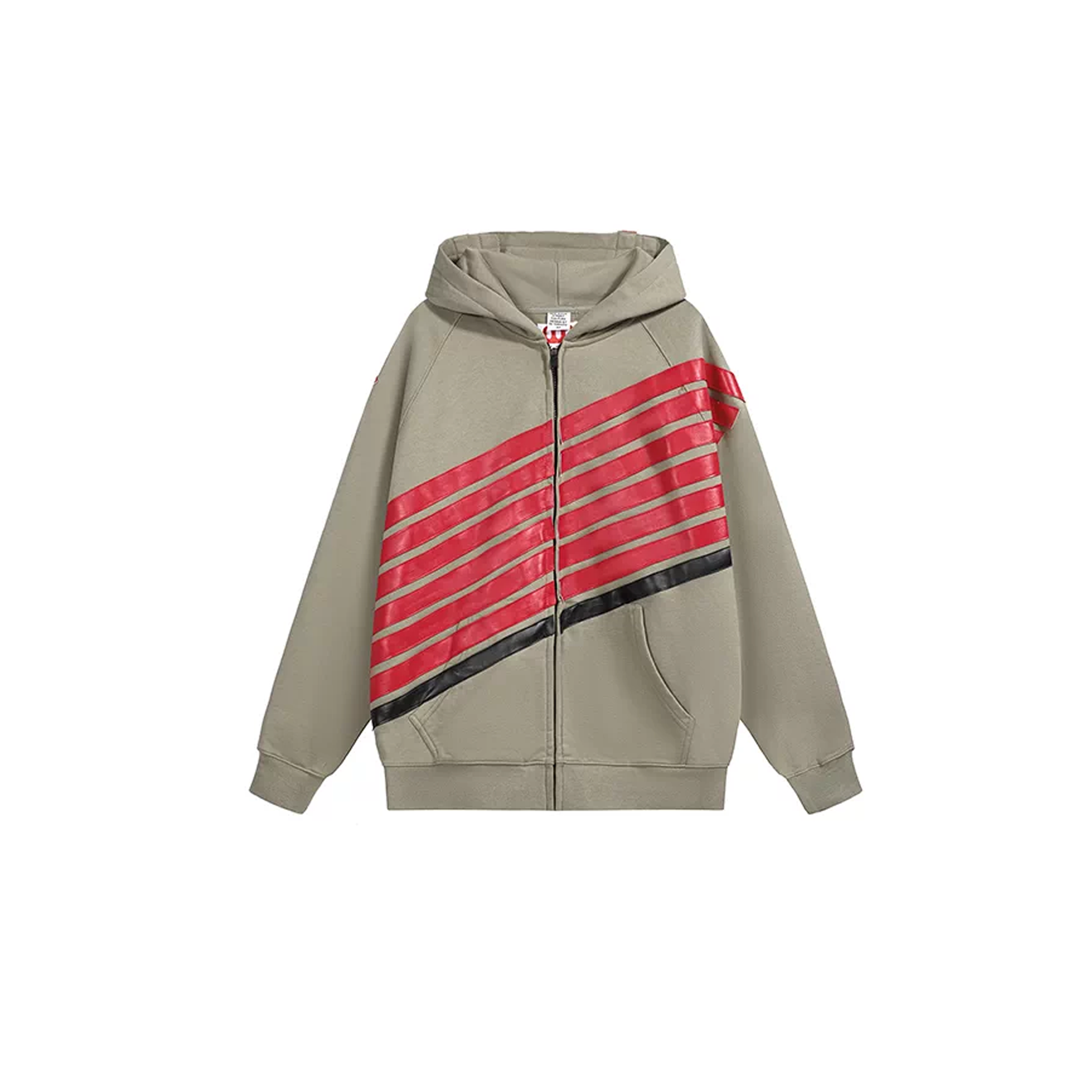 NOTHINGNESS WORLD Four-Stripe Zip-Up Hoodie-Jacket-S-Green-Free Shipping Leatheretro