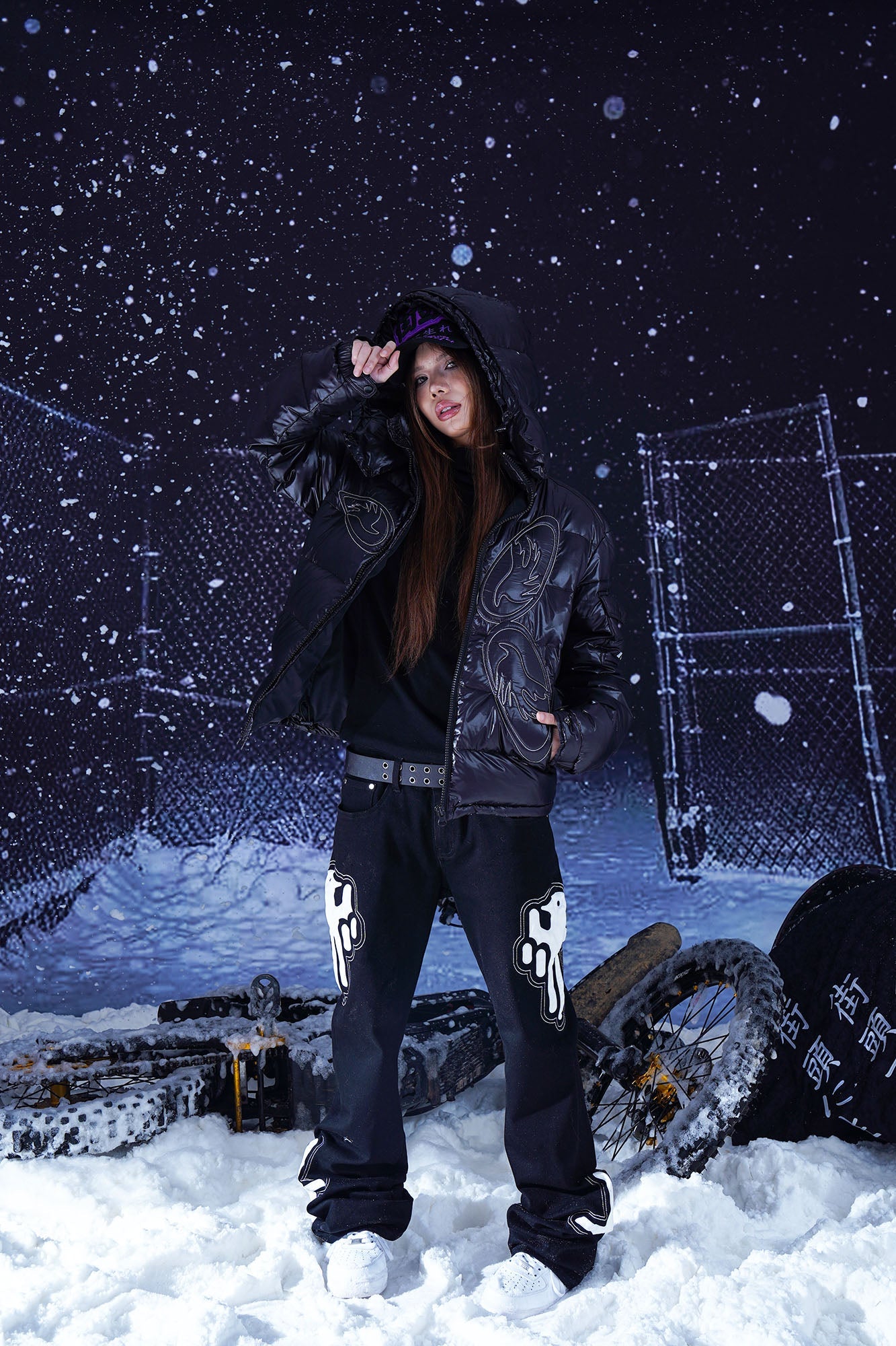 VINKID Embroidered Glossy Down Jacket-Jacket-S (Preorder)-Free Shipping Leatheretro