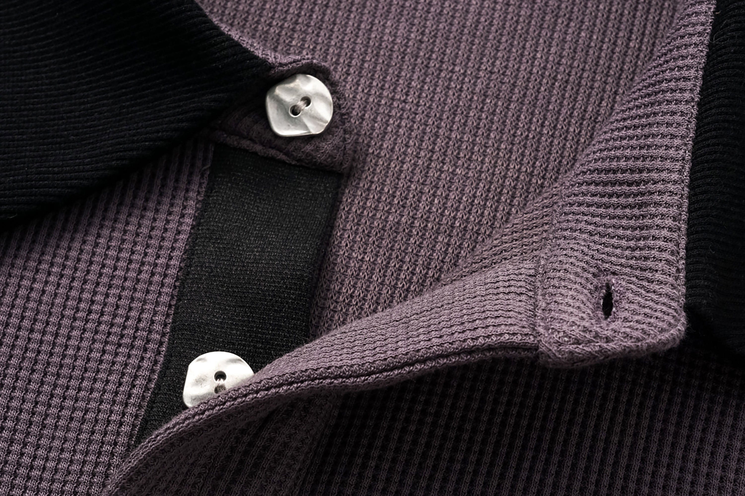 ALVNG AR ANTS Contrast Collar Waffle Knit Polo Shirt-T Shirt-S-Black-Free Shipping Leatheretro