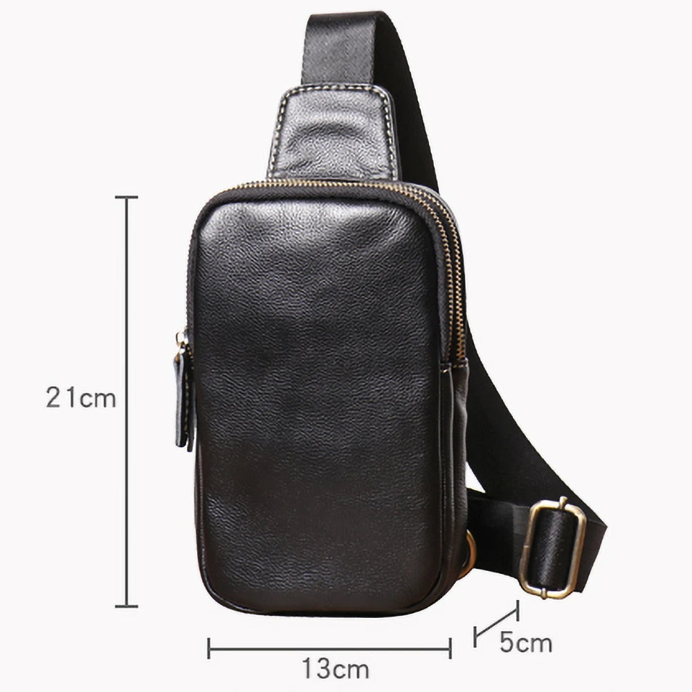 Genuine Leather Men's Chest Bag Messenger Bag-Chest Bags-Blue-Free Shipping Leatheretro