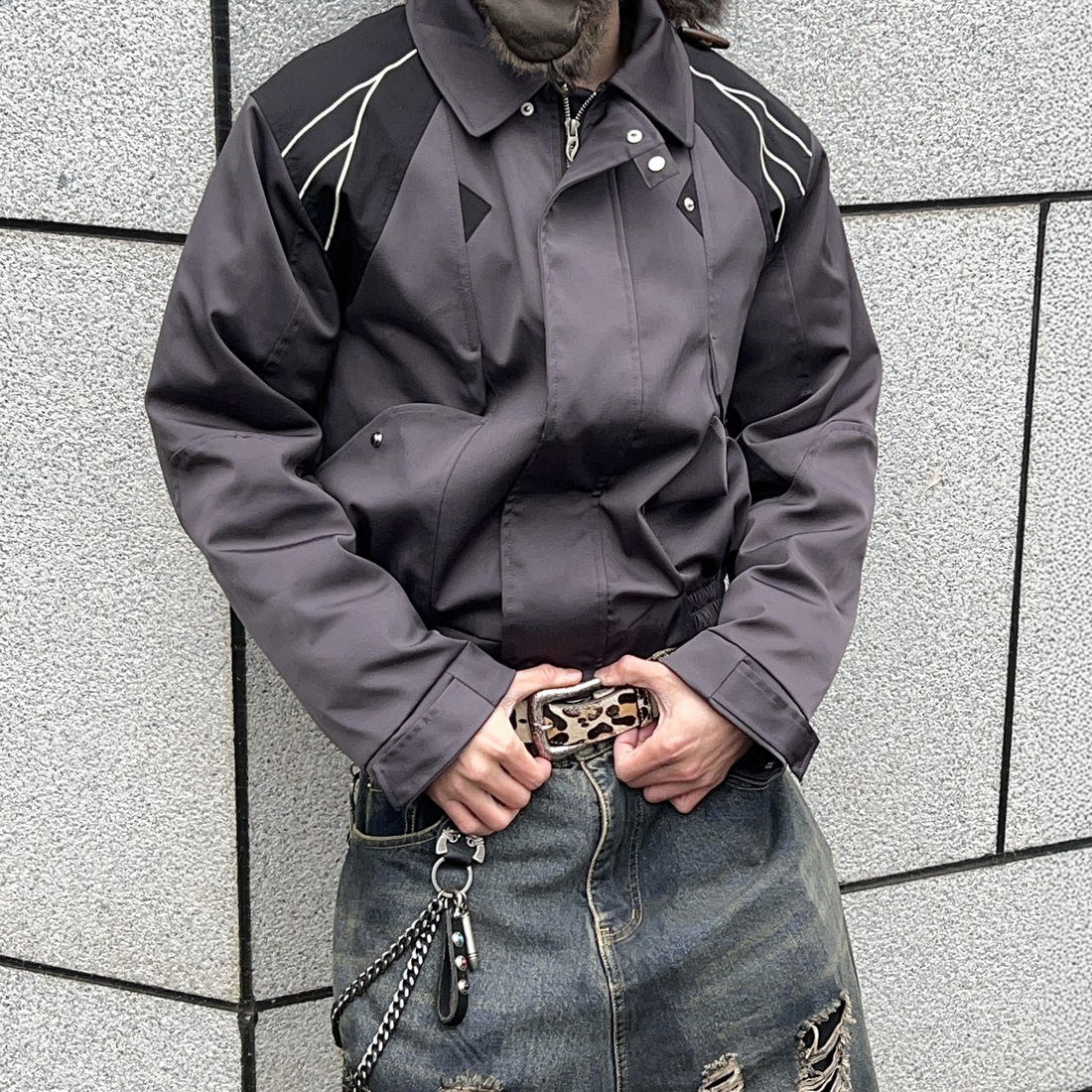 ESAIAS Satin Contrast Panel Puffer Jacket-Jacket-S-Free Shipping Leatheretro