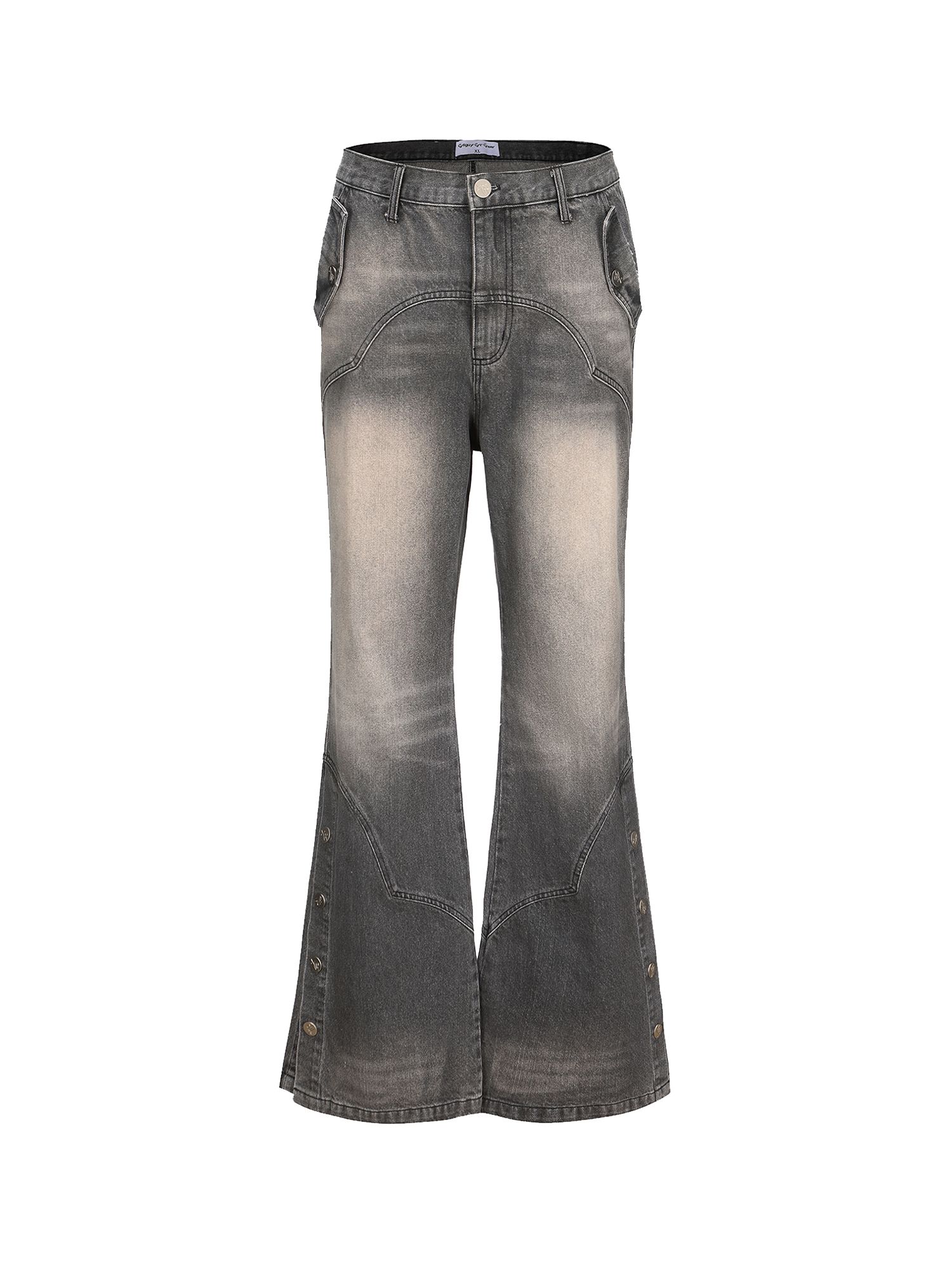 ERISSTOFF Washed Detachable Flared Jeans Gray-Jeans-XS / 28"-Free Shipping Leatheretro
