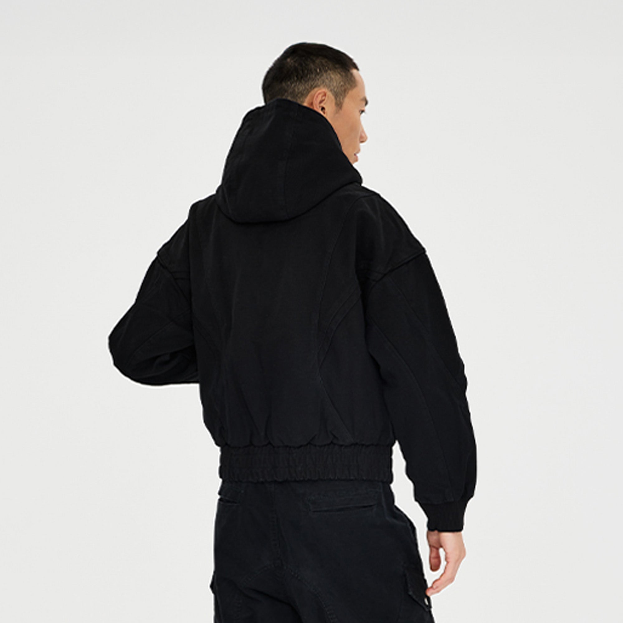 CATSSTAC Structured Panel Studded Hooded Jacket-Jacket-M-Black-Free Shipping Leatheretro