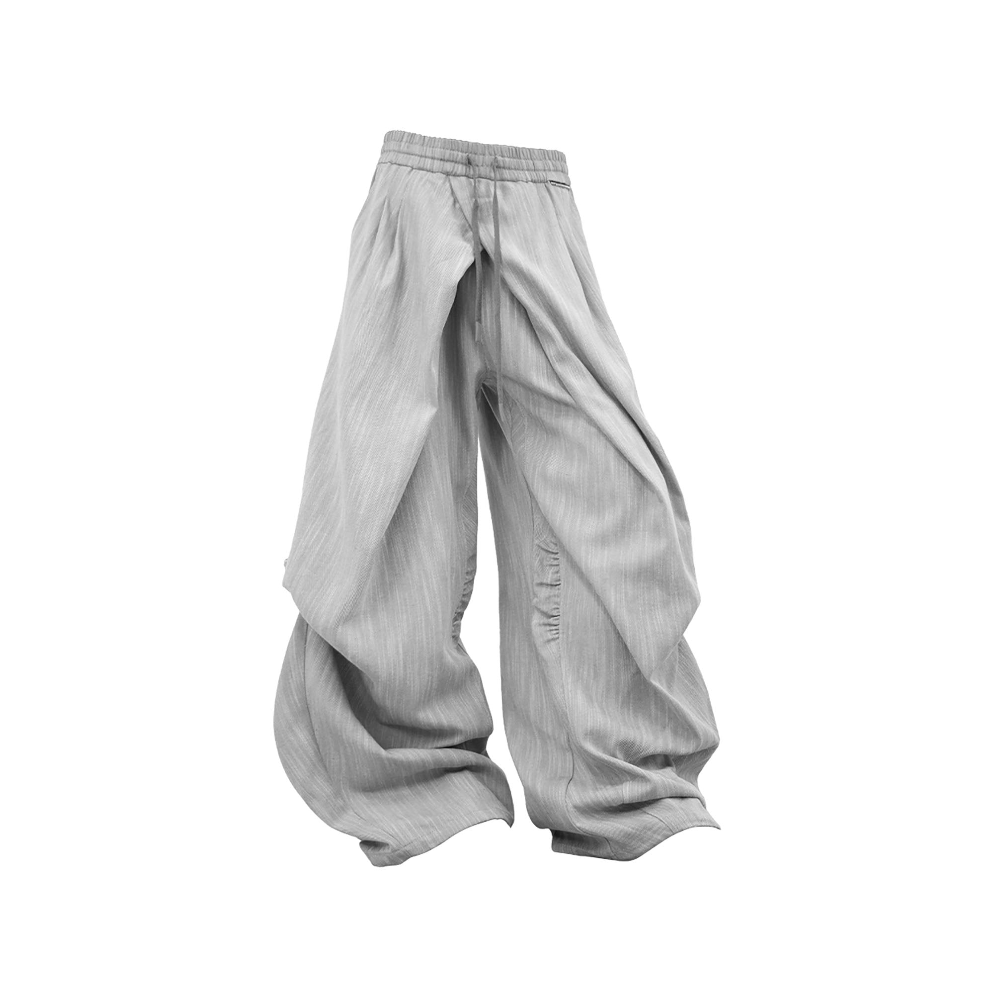 RELABEL Crinkled Drawstring Oversized Pants Gray-Pants-XS-Free Shipping Leatheretro