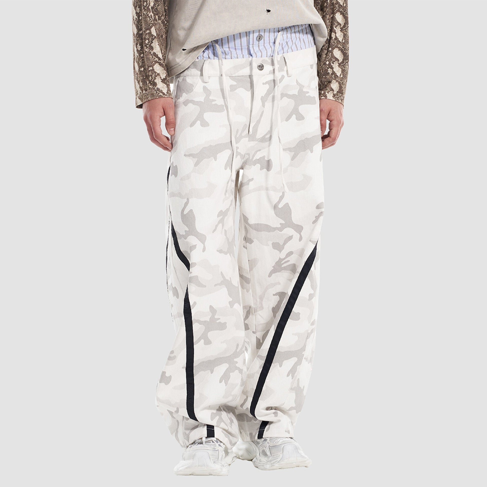 VANN VALRENCE Camo Double-Waist Wide-Leg Pants-Pants-S-Free Shipping Leatheretro