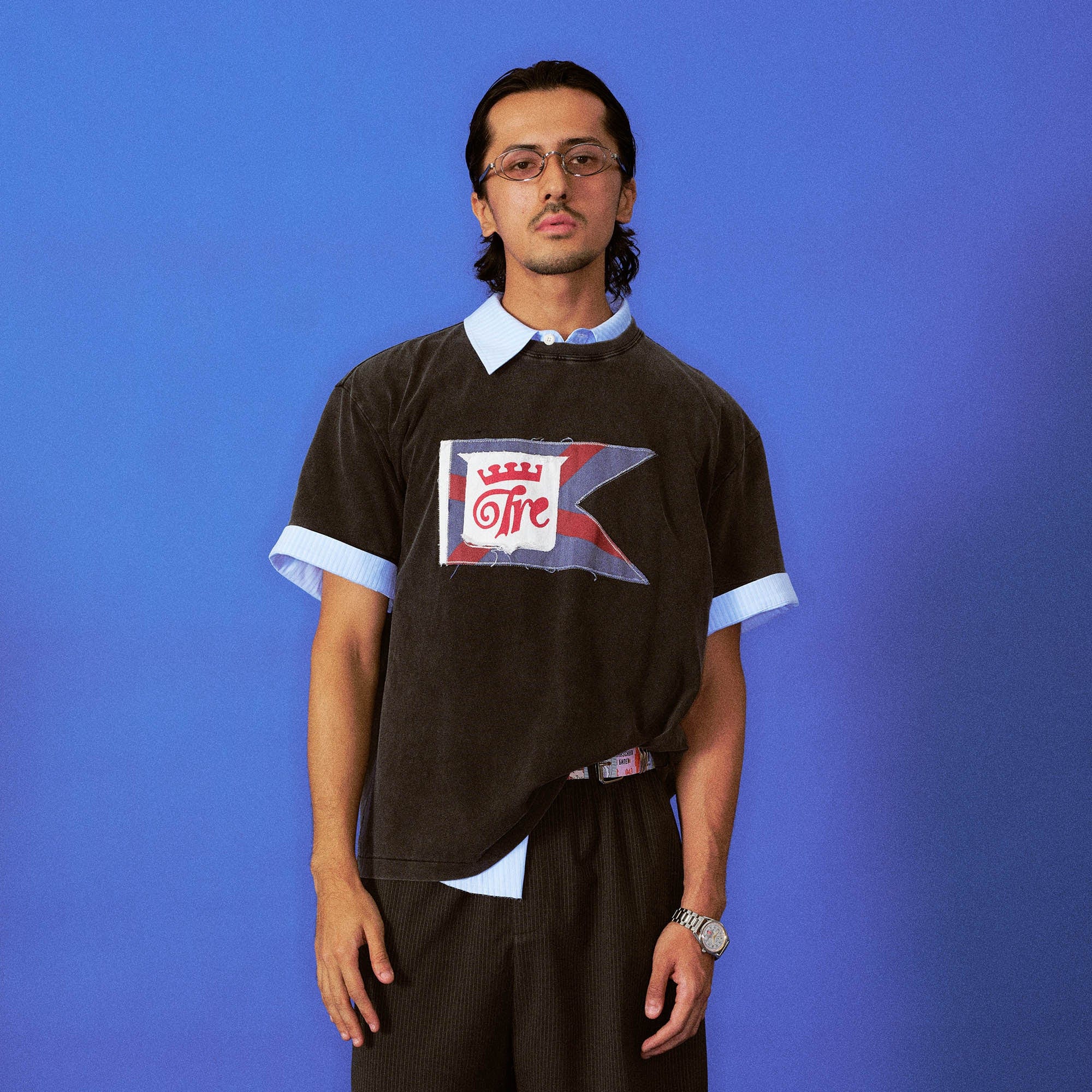 TRECLUB Frayed Patch Flag Washed T-Shirt-T Shirt-S-Free Shipping Leatheretro