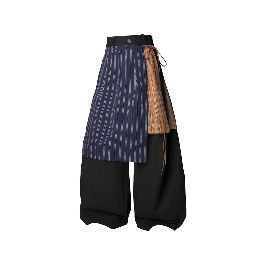 RELABEL Layered Striped Apron Wide-Leg Pants-Pants-XS-Free Shipping Leatheretro