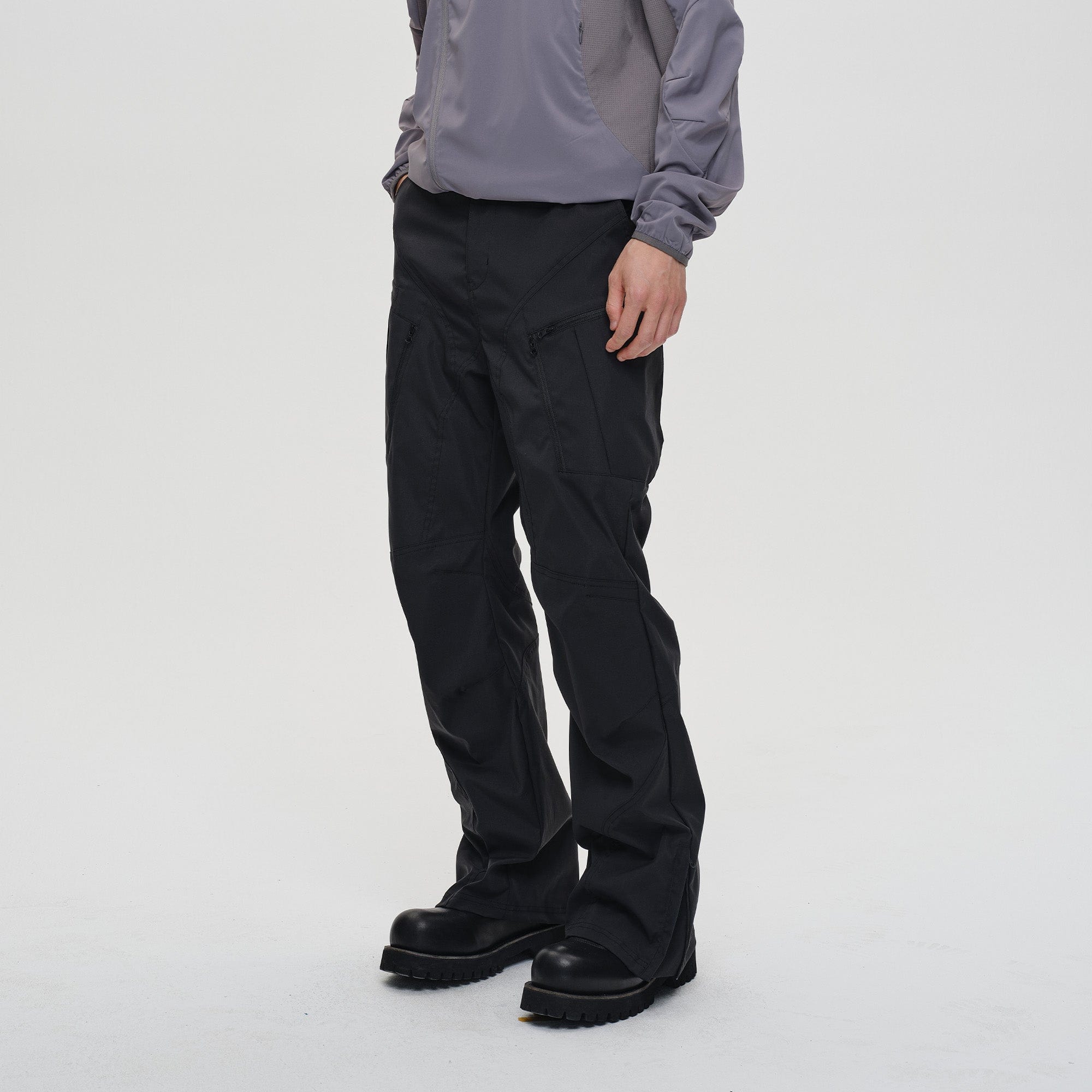 CATSSTAC Tech Paneled Zipper Pockets Elastic Waist Pants-Pants-Black-M-Free Shipping Leatheretro