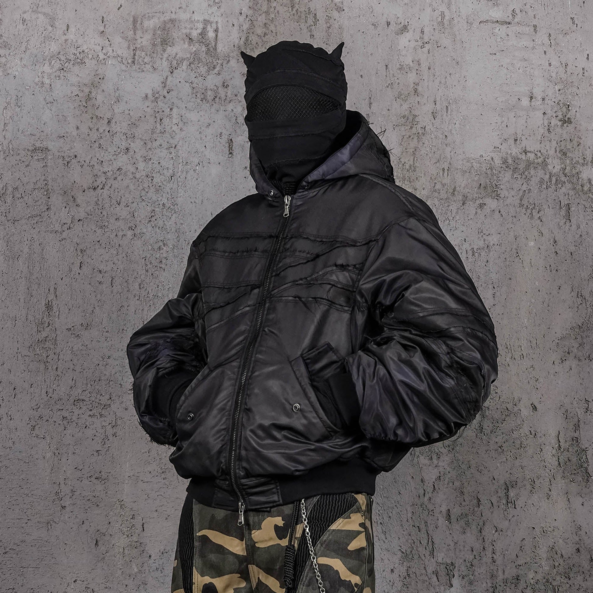 UNDERWATER Distressed Bondage MA-1 Jacket Black-Jacket-S-Free Shipping Leatheretro