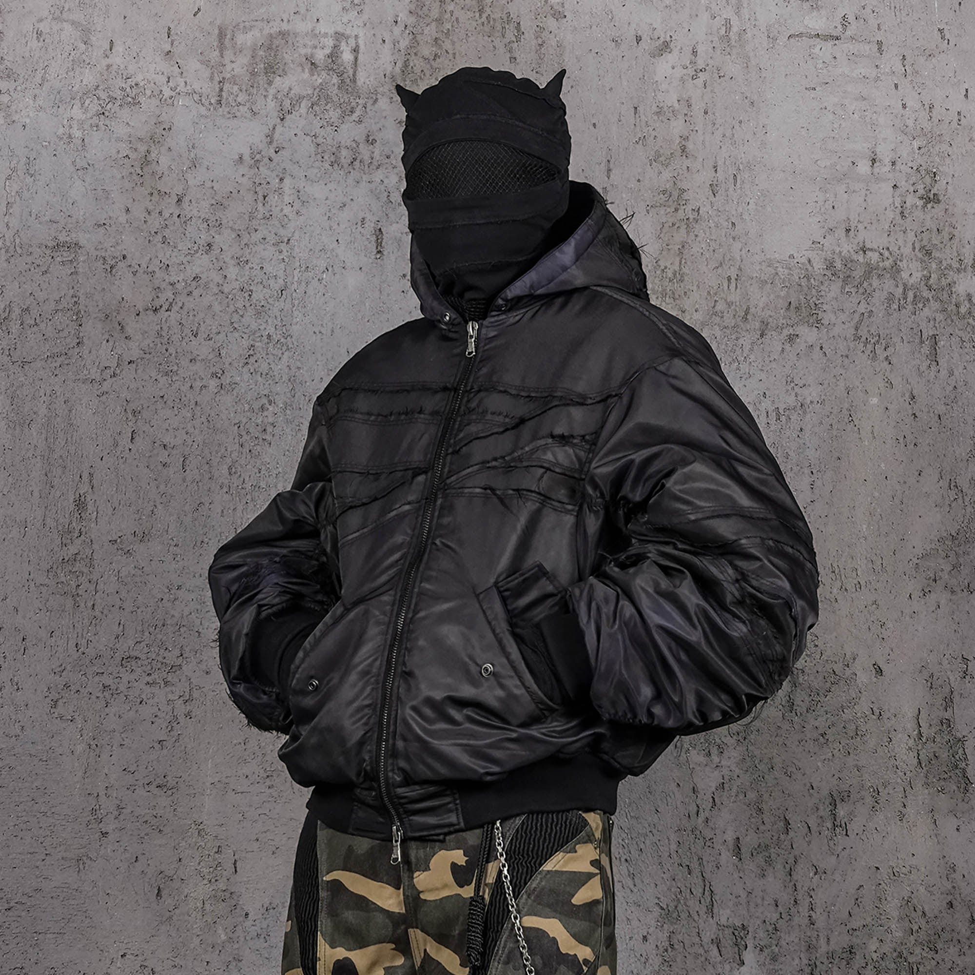 UNDERWATER Distressed Bondage MA-1 Jacket Black-Jacket-S-Free Shipping Leatheretro