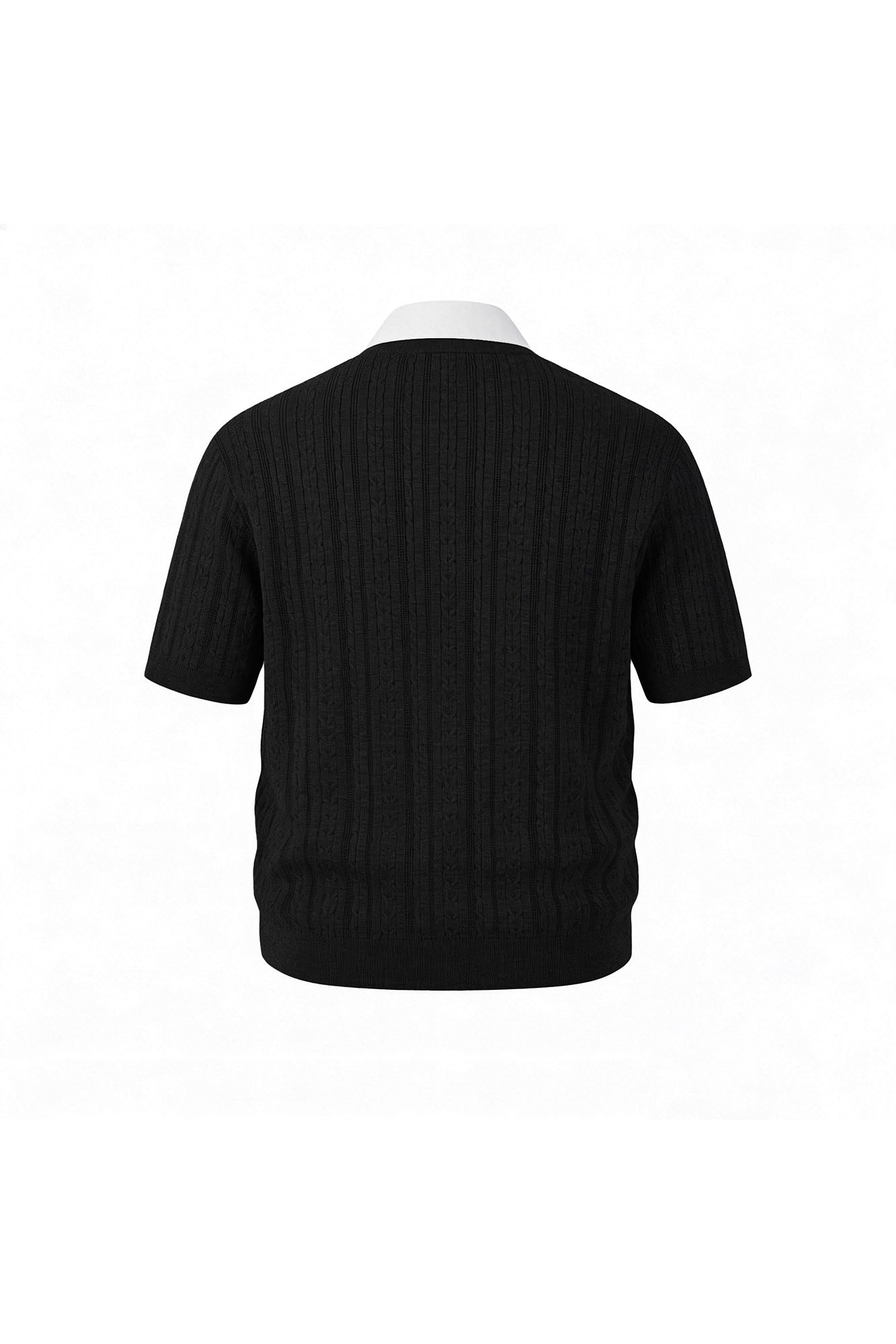 KREATE Faux Layered Cable-Knit Half Shirt-Half shirt-S-Gray-Free Shipping Leatheretro