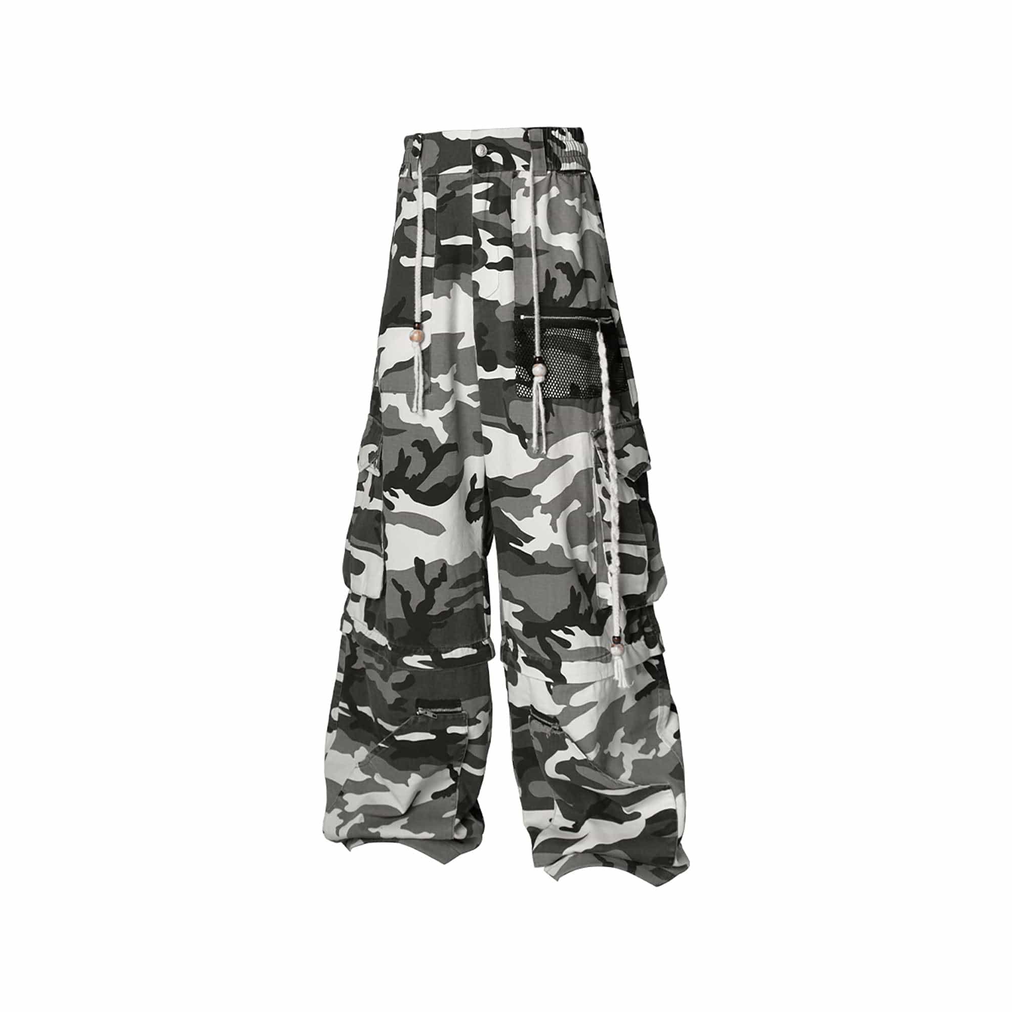 RELABEL Detachable Beaded Drawstring Cargo Camo-Pants-XS-Free Shipping Leatheretro