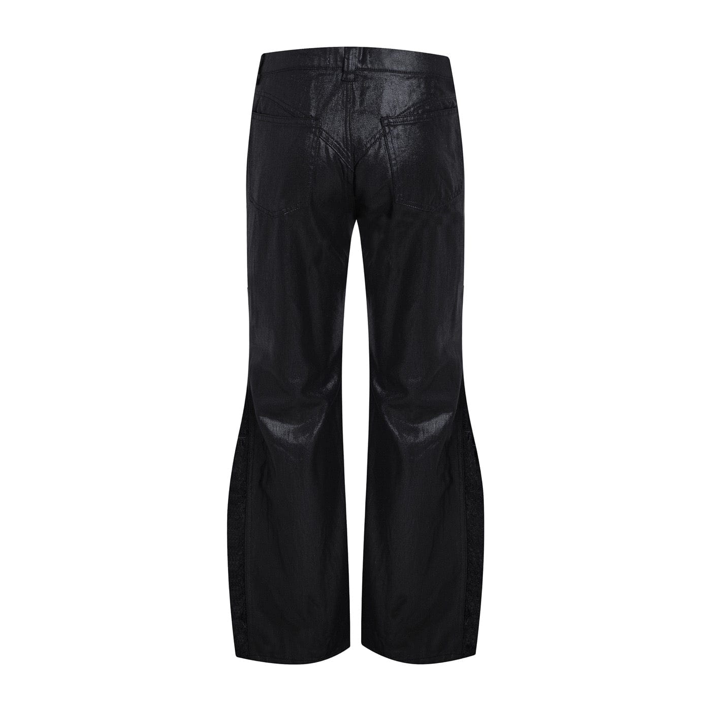 DND4DES Raw-Edge Spliced Flared Waxed Jeans-Jeans-S-Free Shipping Leatheretro