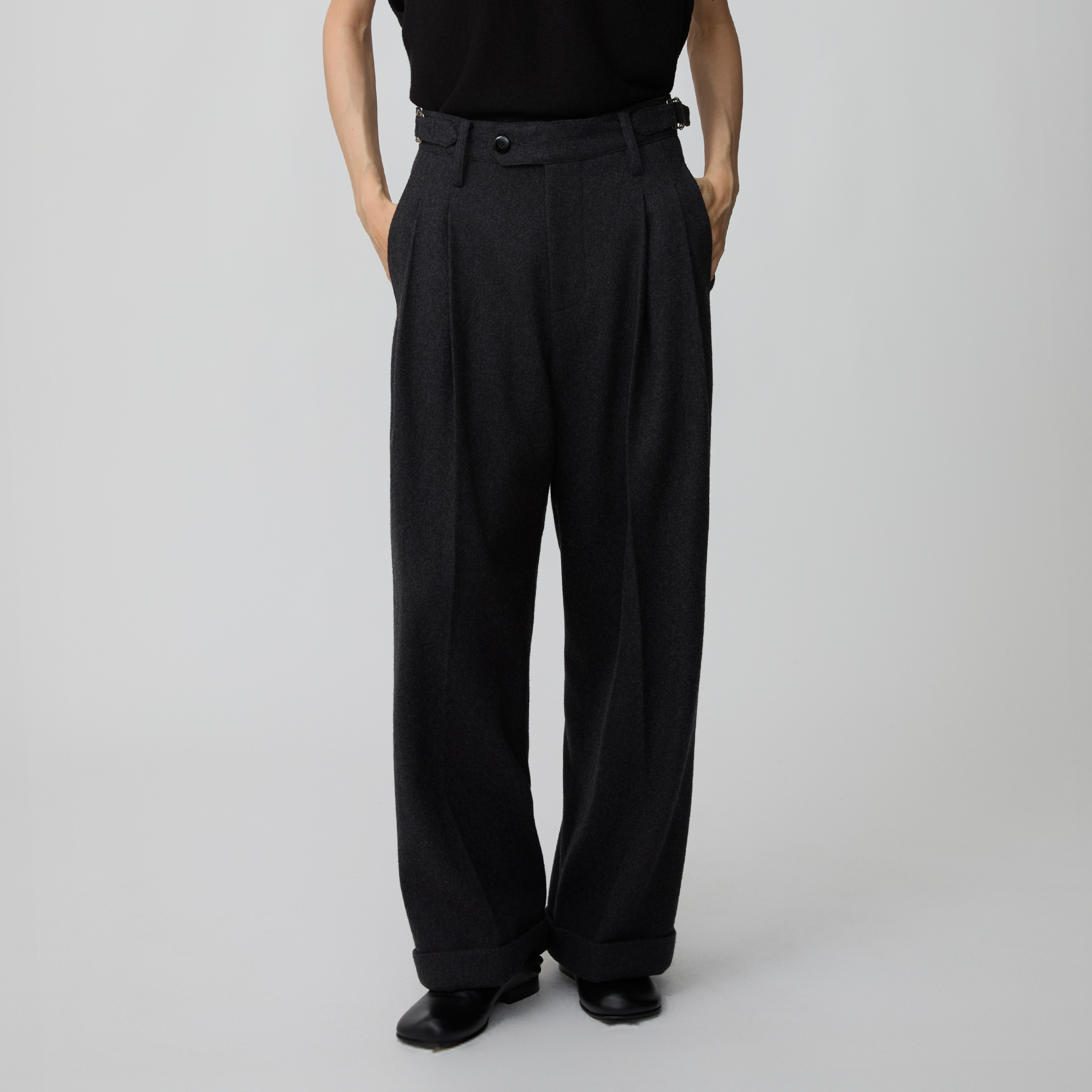 OPICLPOTH Wool-Blend Pleated Barrel Trousers-Pants-XS-Free Shipping Leatheretro