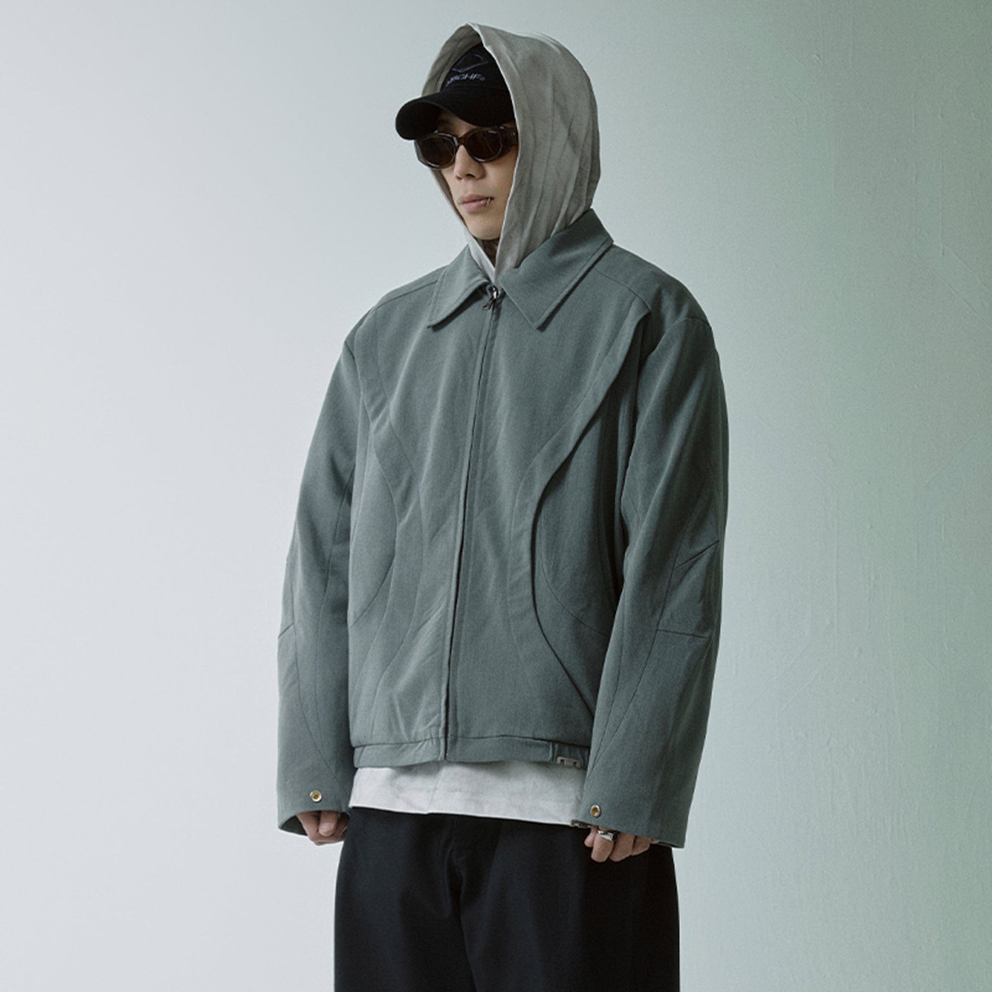 F2CE Deconstructed Layered Zip-Up Jacket-Jacket-S-Free Shipping Leatheretro