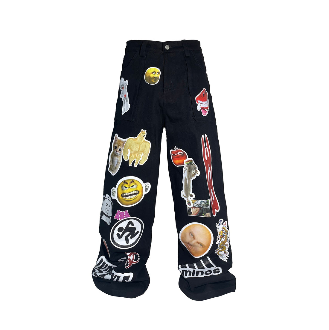 PCCVISION Meme Graphics Wide-Leg Pants-Pants-XS-Free Shipping Leatheretro