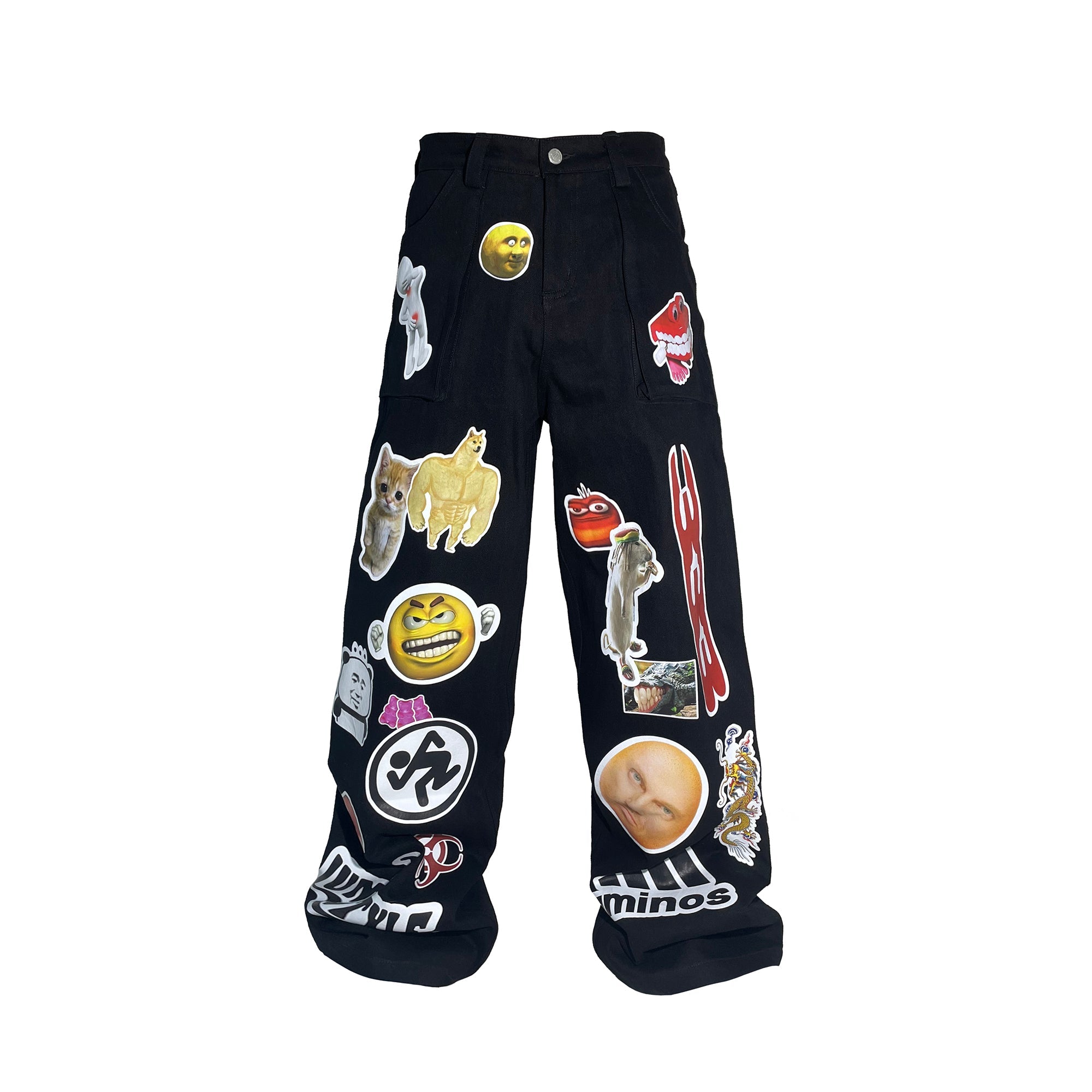 PCCVISION Meme Graphics Wide-Leg Pants-Pants-XS-Free Shipping Leatheretro