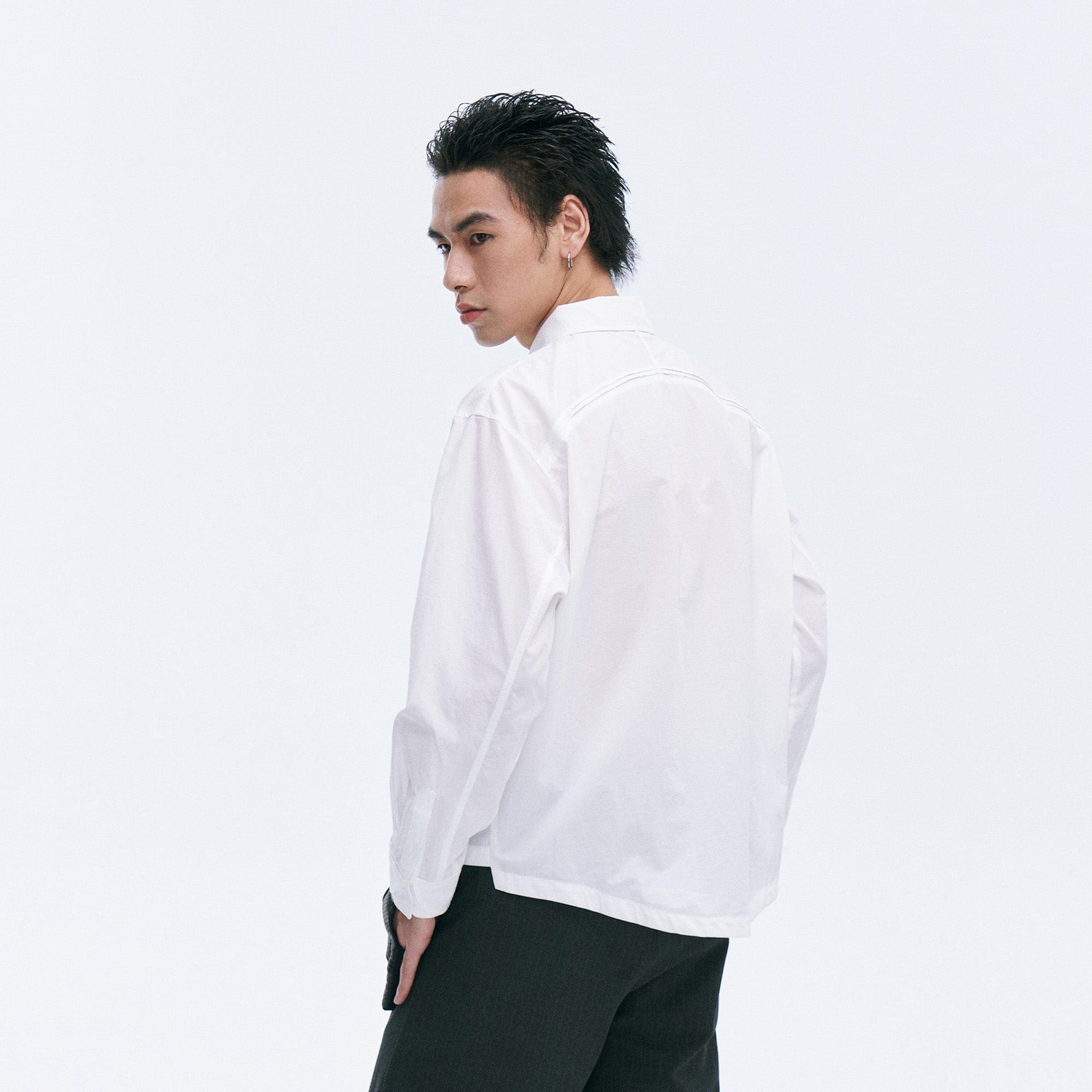 CATSSTAC Layered Seamline Floral Embroidered Shirt-Shirt-Black-M-Free Shipping Leatheretro