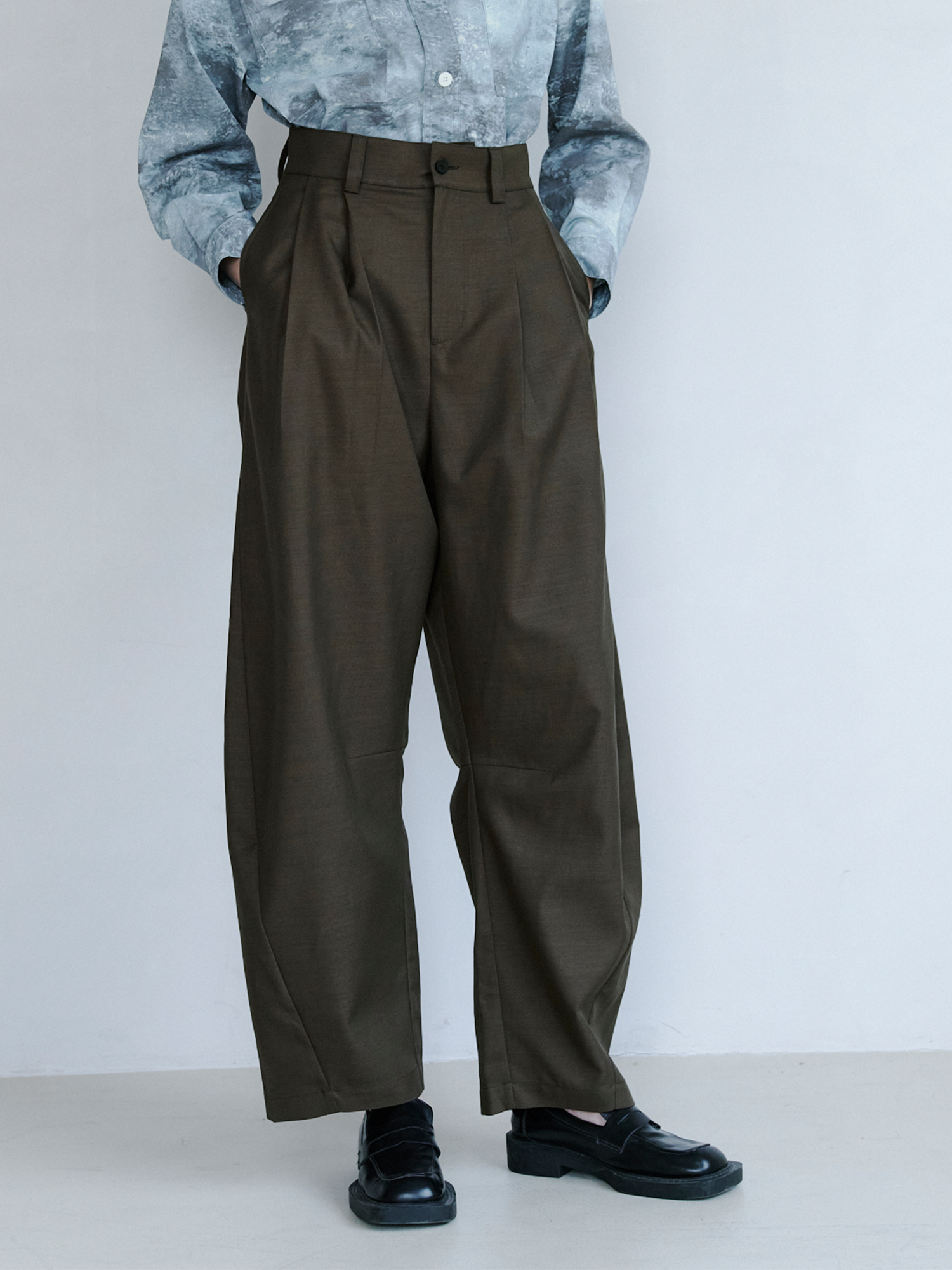 GRAINMUSTARD Retro Pleated High-Waist Wide-Leg Trousers-Pants-XS (Preorder)-Green-Free Shipping Leatheretro