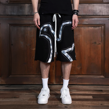 VINKID Dove Patch Drawstring Shorts-Shorts-S / 13-20"-Free Shipping Leatheretro
