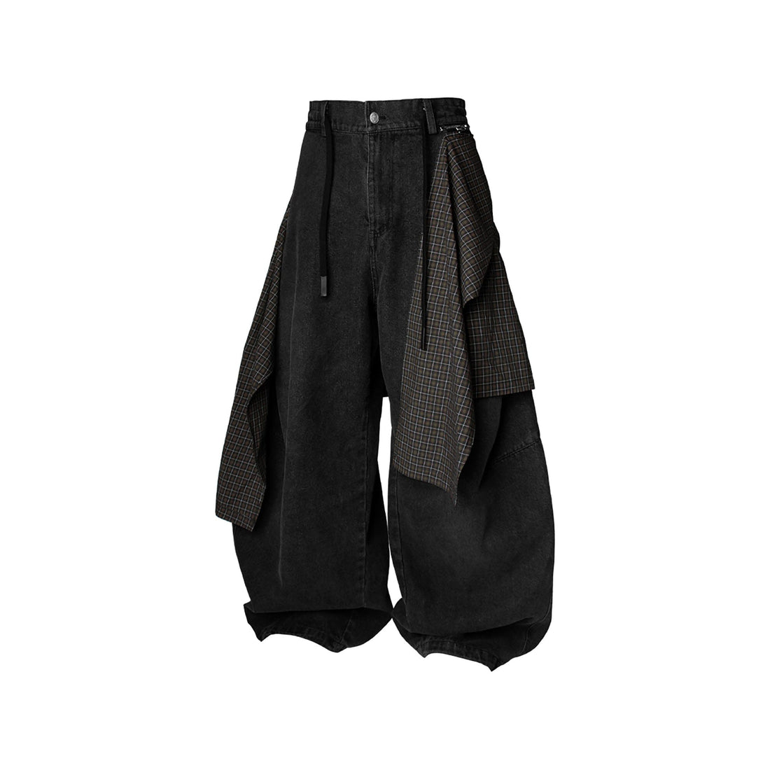 RELABEL Detachable Drape Drawstring Baggy Jeans Black-Jeans-XS-Free Shipping Leatheretro