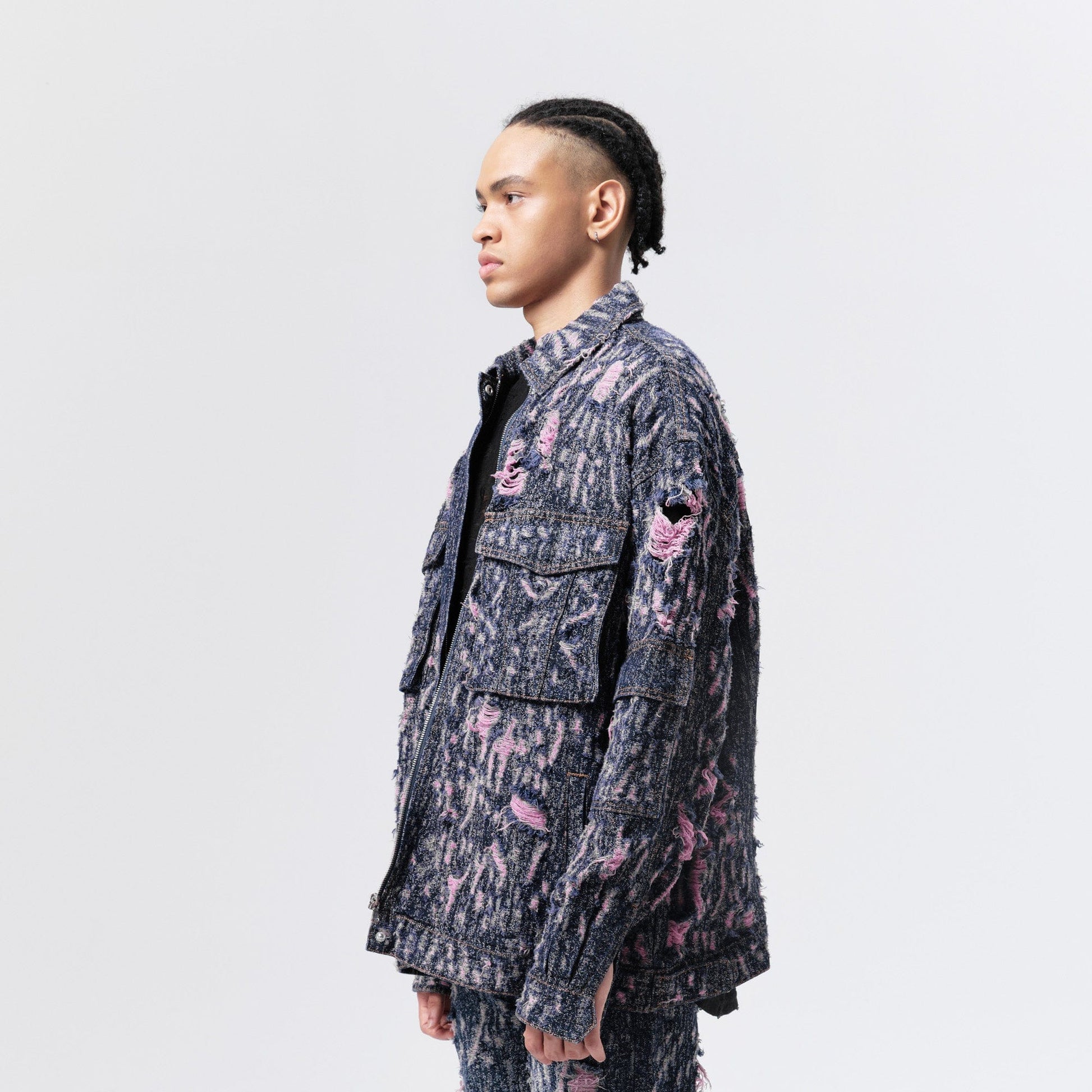 VANN VALRENCE Distressed Embroidered Multi-Pockets Denim Jacket-Jacket-S-Free Shipping Leatheretro