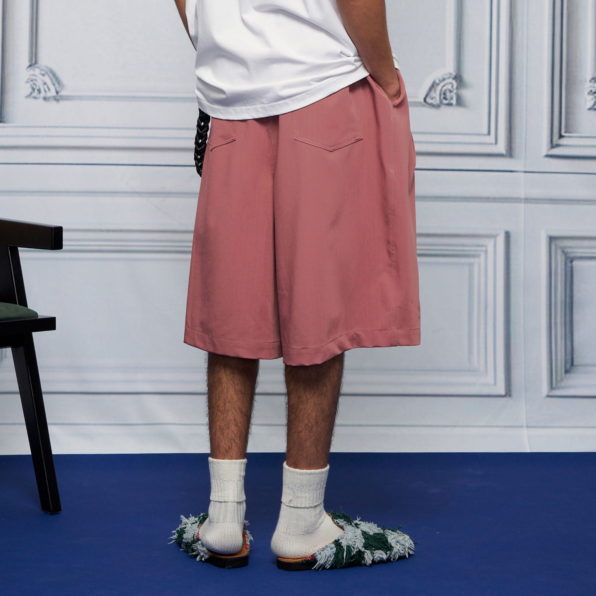 UNLIMITED MOTE Pleated Wide-Leg Drawstring Shorts Rose Pink-Shorts-S-Free Shipping Leatheretro