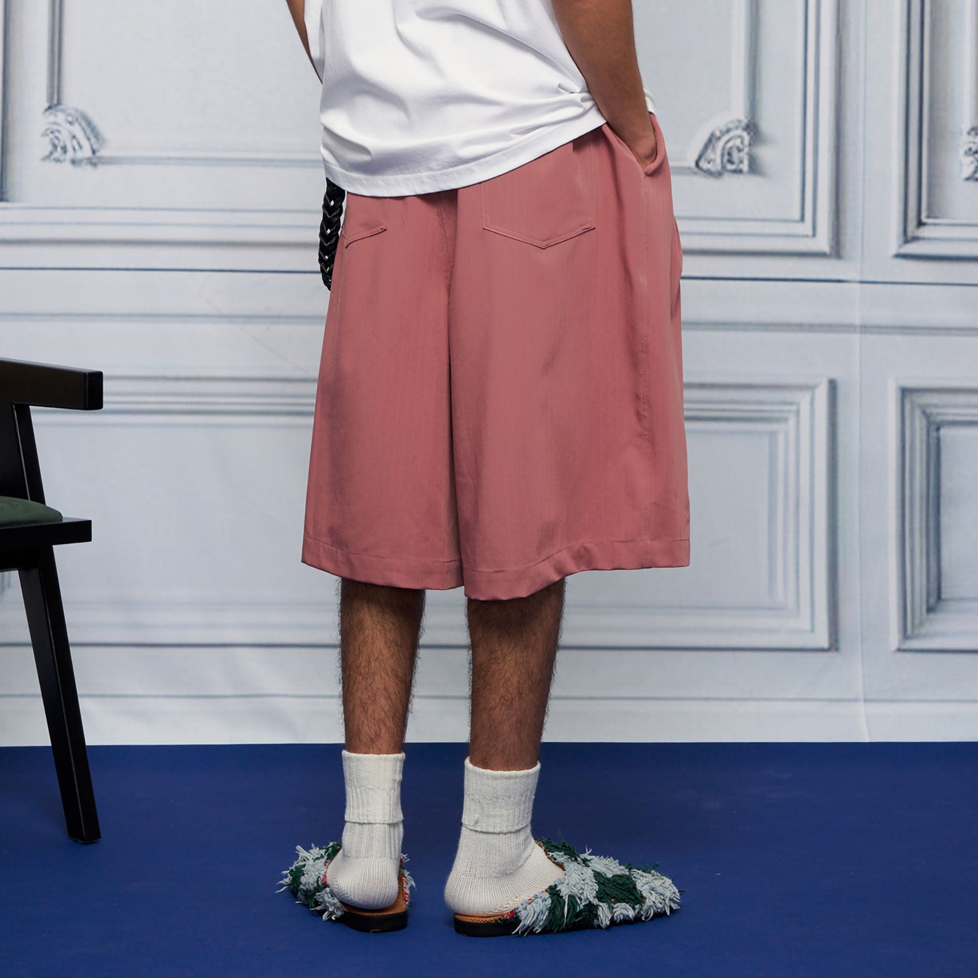 UNLIMITED MOTE Pleated Wide-Leg Drawstring Shorts Rose Pink-Shorts-S-Free Shipping Leatheretro