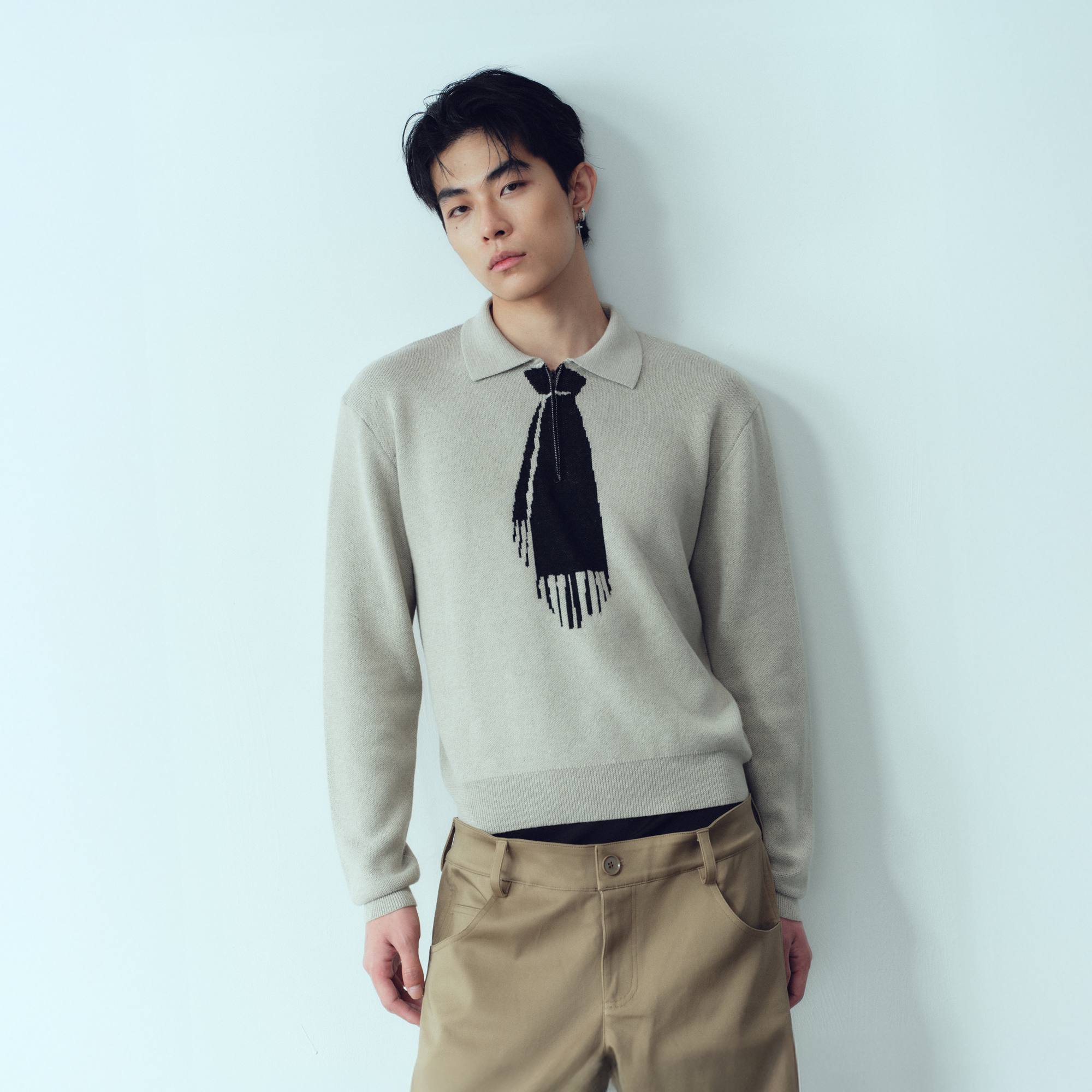 KADAKADA Tie-Jacquard Wool-Blend Sweater-Sweater-M-Brown-Free Shipping Leatheretro