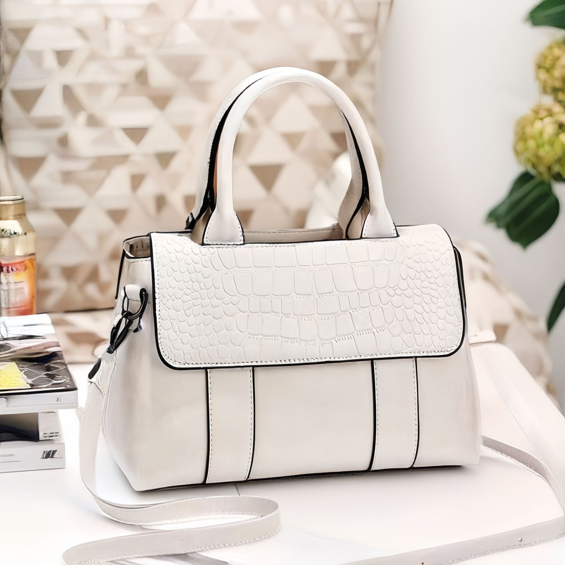 Women's Crossbody Shoulder Bag - Crocodile Pattern Sandwich Zipper Bag-Shoulder Bag-Black-Free Shipping Leatheretro