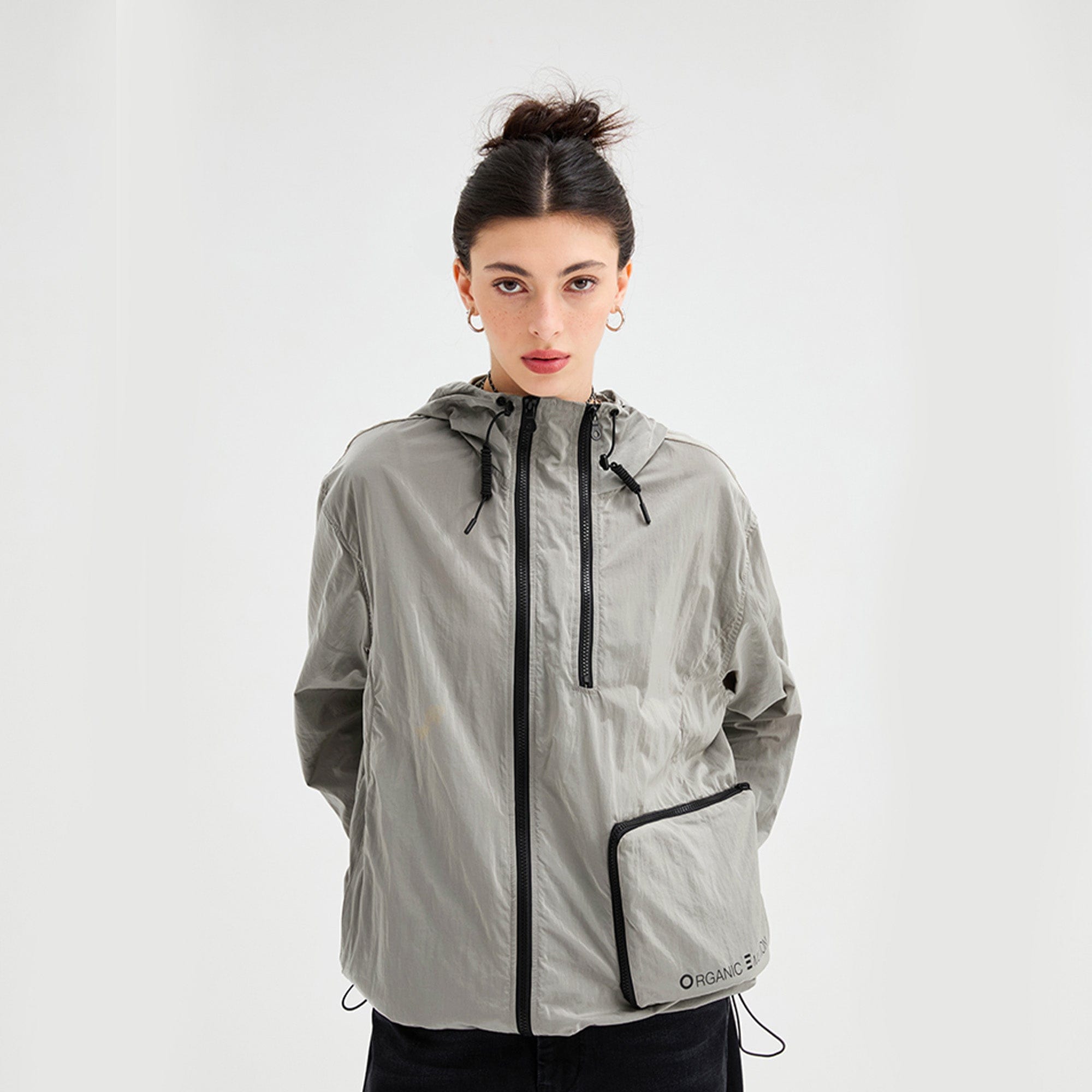 ORGANIC EMOTION Packable Utility UV Protection Hooded Windbreaker-Jacket-M-Free Shipping Leatheretro