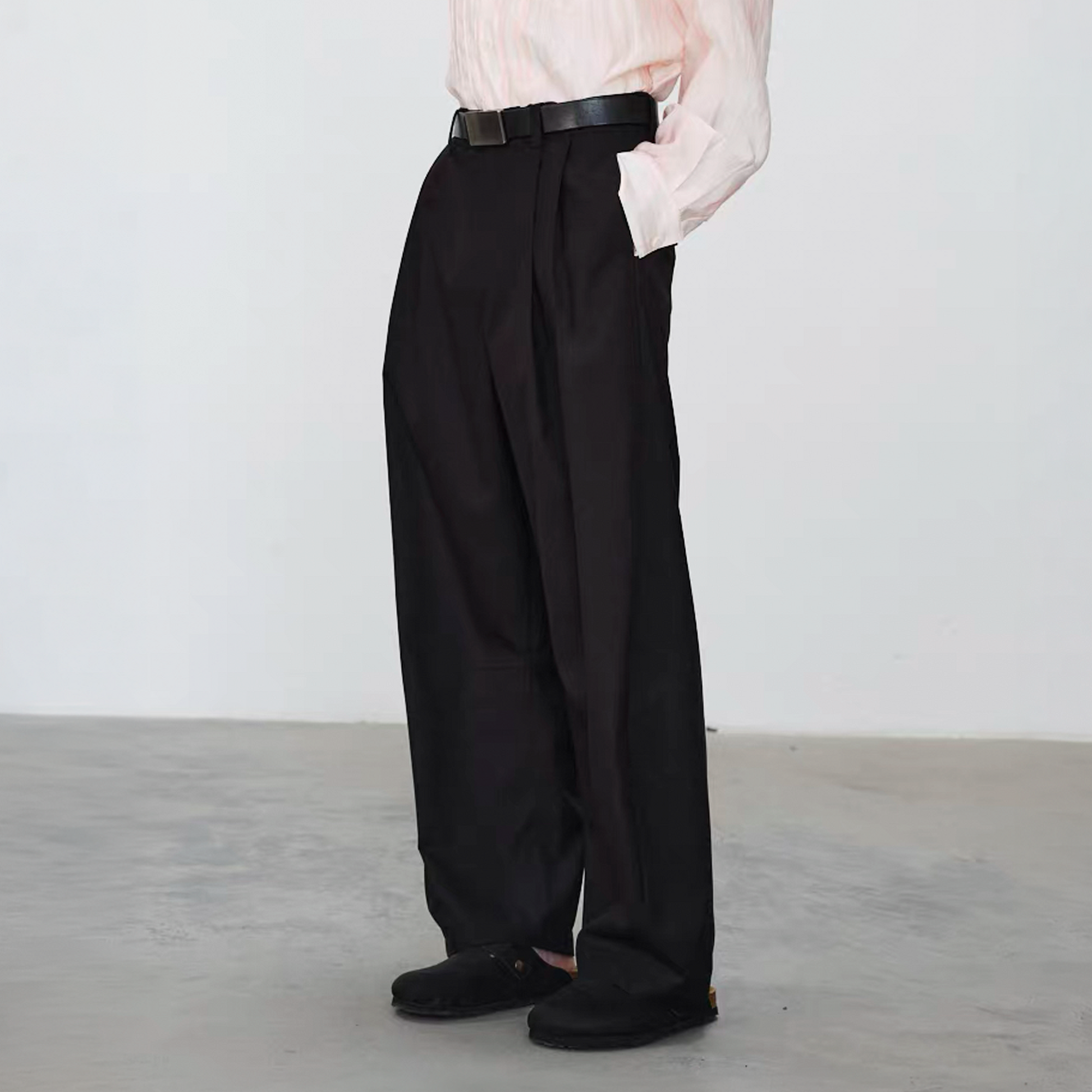GRAINMUSTARD Retro Pleated High-Waist Wide-Leg Trousers-Pants-XS (Preorder)-Green-Free Shipping Leatheretro
