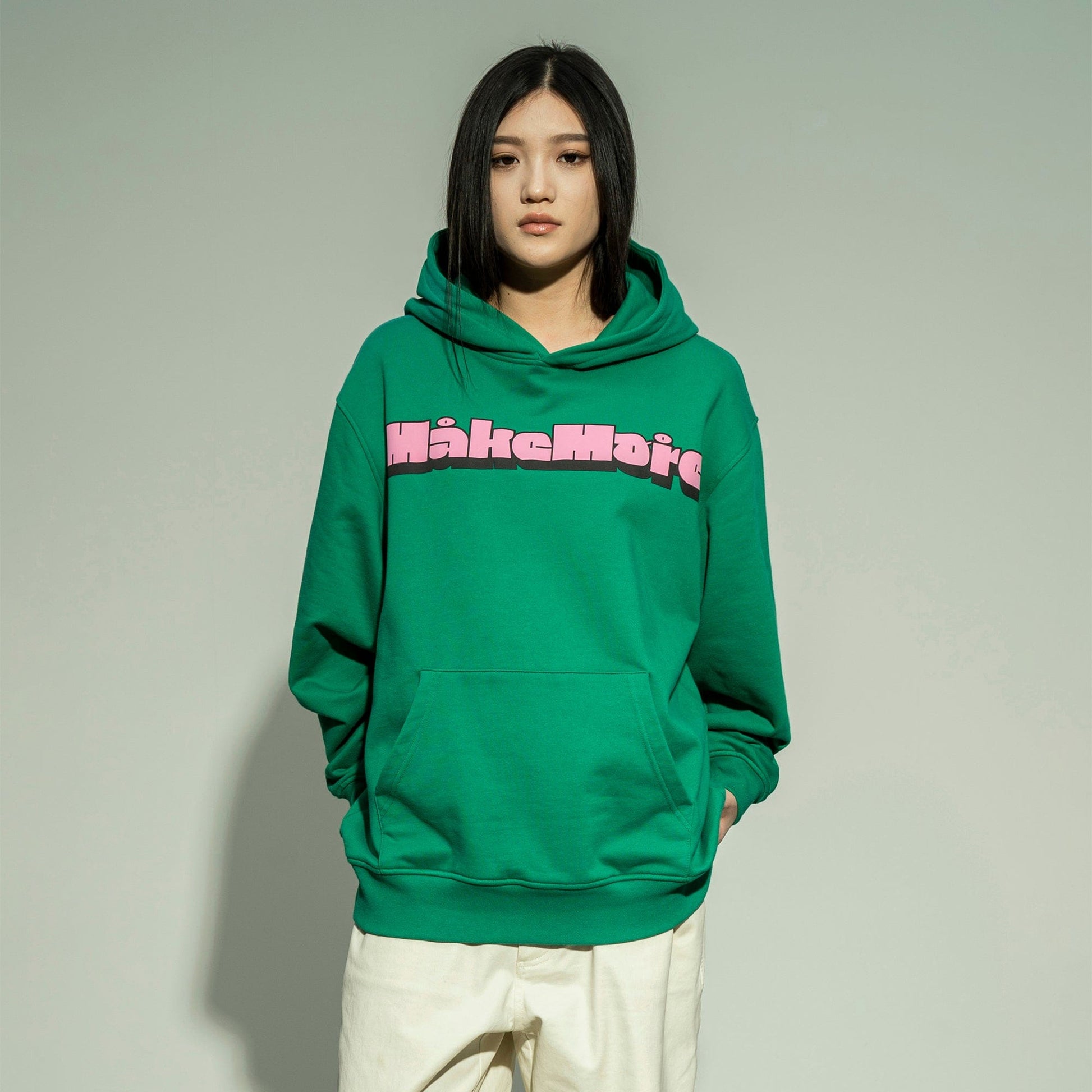 MAKEMORE Comic LOGO Hoodie-Hoodie-S-Green-Free Shipping Leatheretro