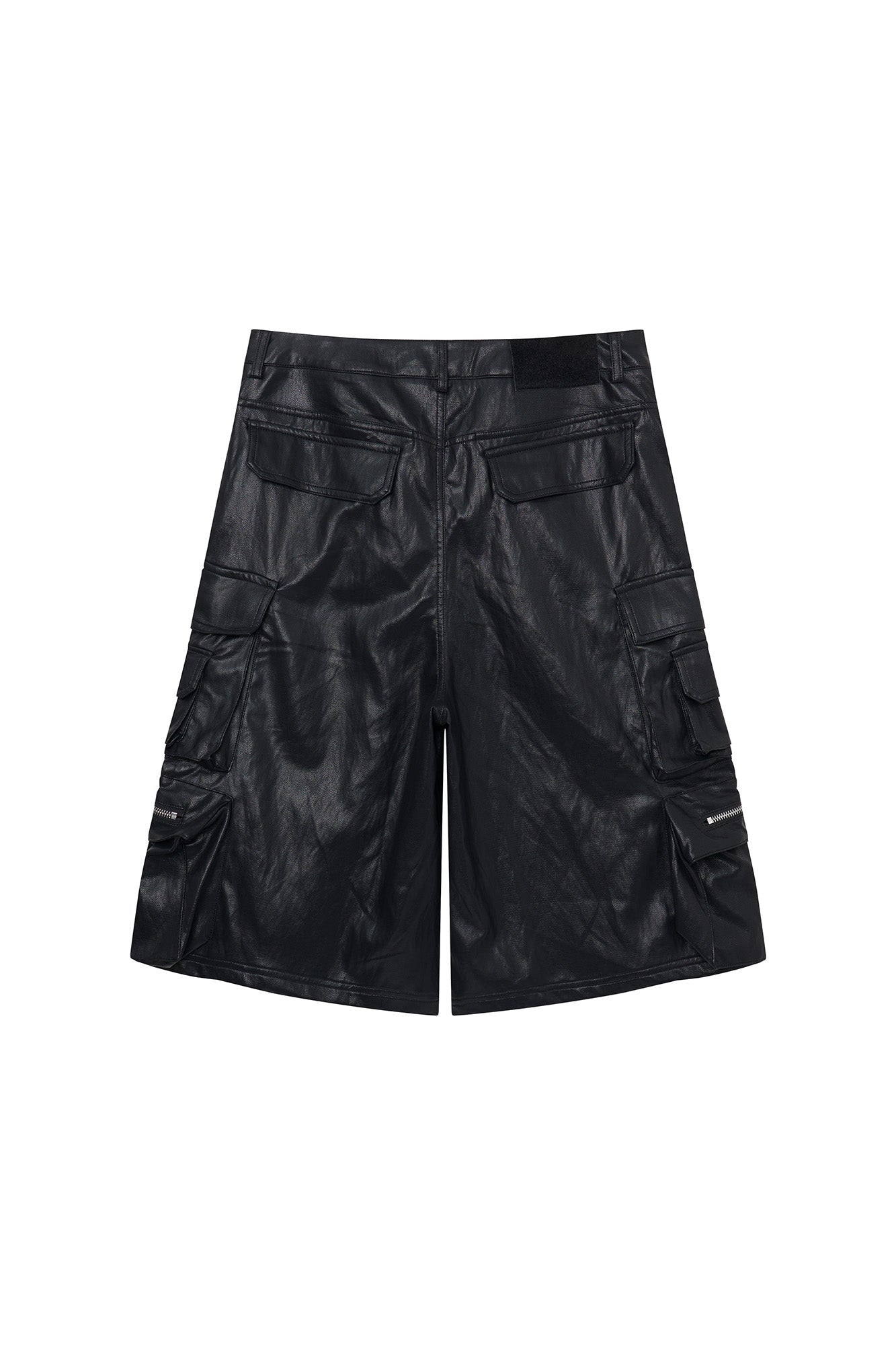 CLP Punk Faux Leather Multi-Pocket Cargo Shorts-Shorts-M-Black-Free Shipping Leatheretro