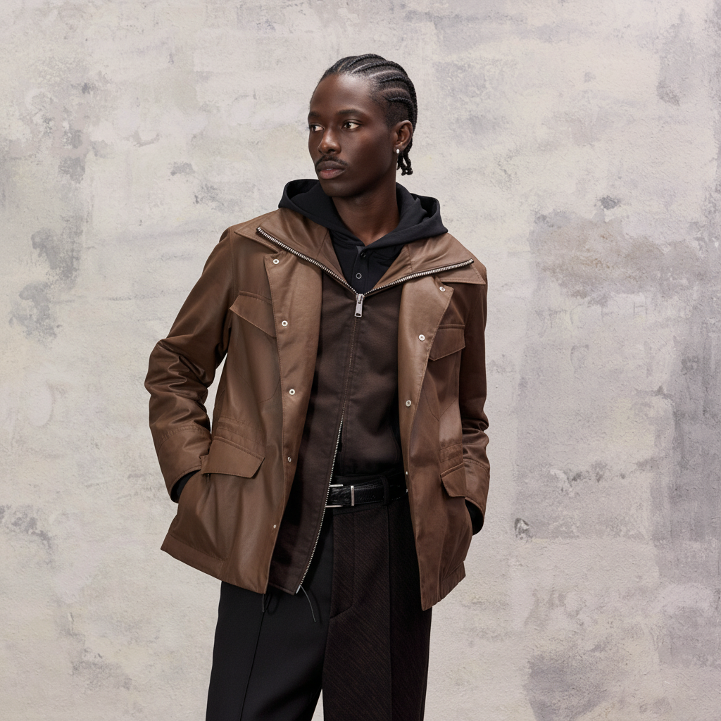 ALVNG AR ANTS Faux Layered Waist-Cinched Jacket-Jacket-S (Preorder)-Free Shipping Leatheretro