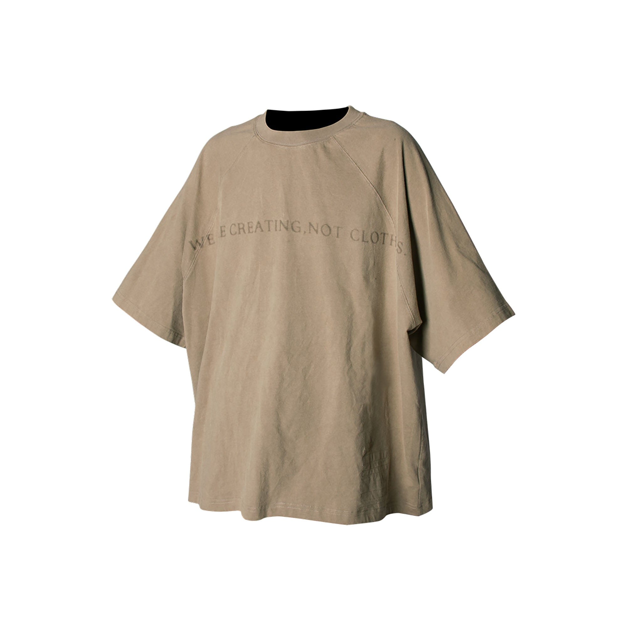 RELABEL Slogan Washed Spliced Raglan T-Shirt-T Shirt-Brown-XS-Free Shipping Leatheretro