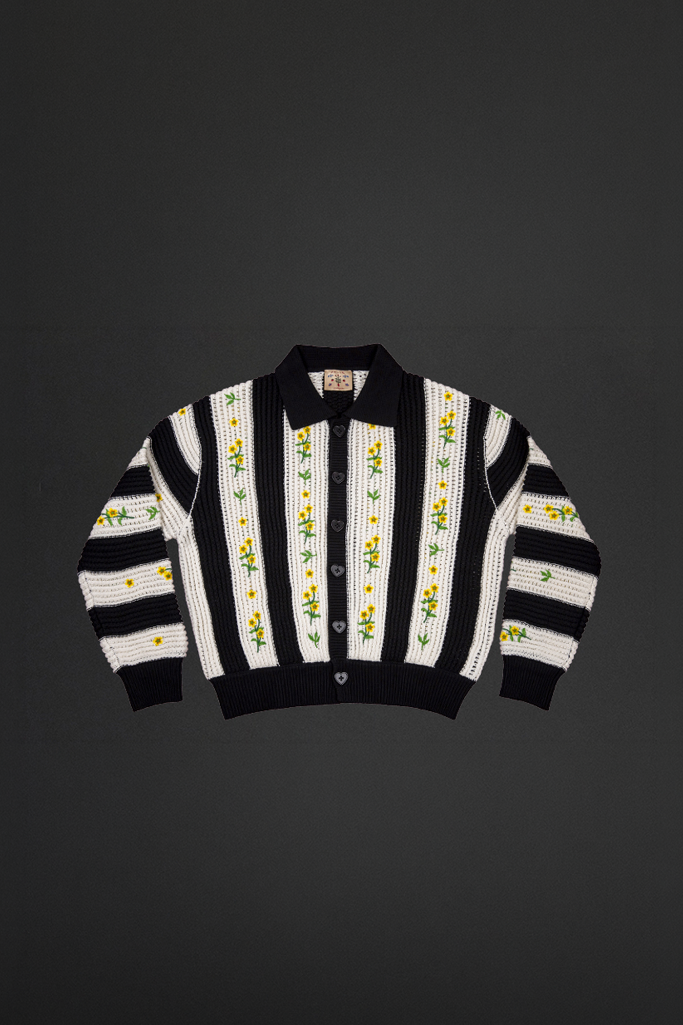 NIANJIUYIKOUER Floral Embroidered Contrast Collar Cardigan-Jacket-XXS-Free Shipping Leatheretro