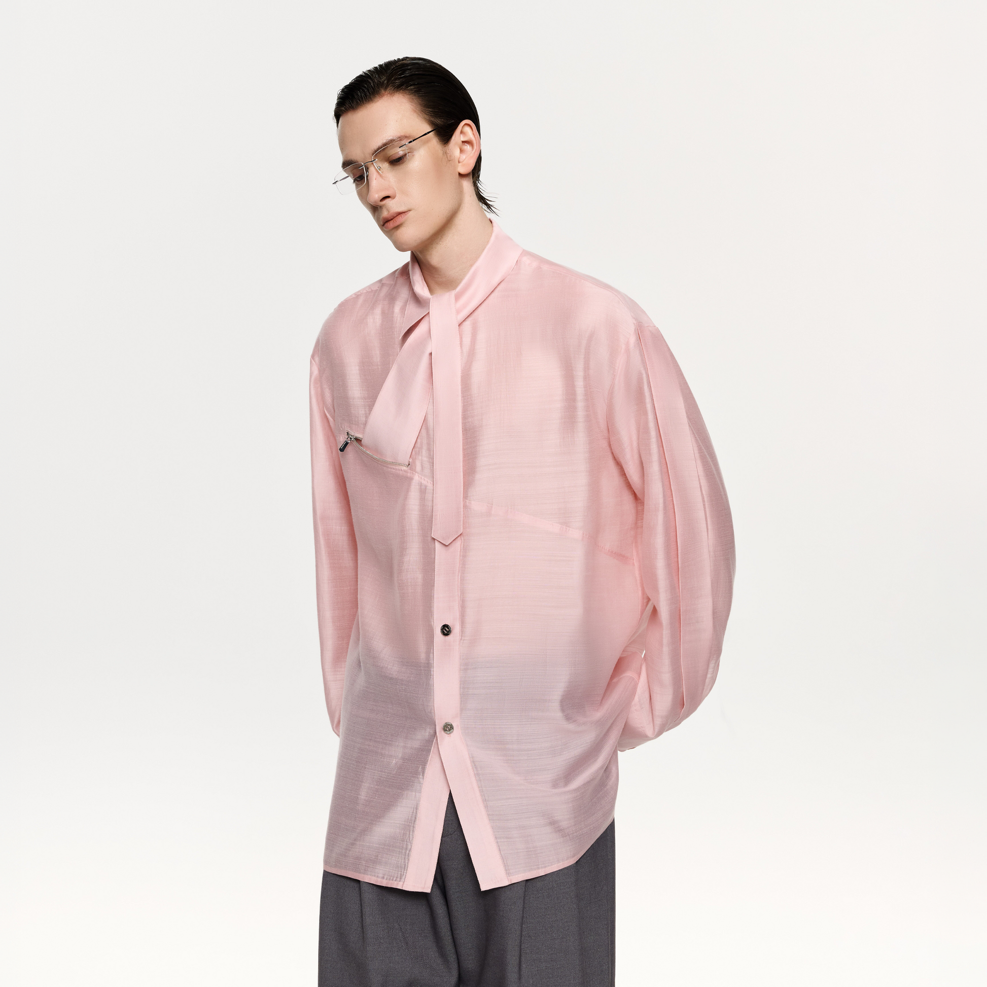 TIWILLTANG Structured Zip-Tie Tencel Shirt-Shirt-S-White-Free Shipping Leatheretro