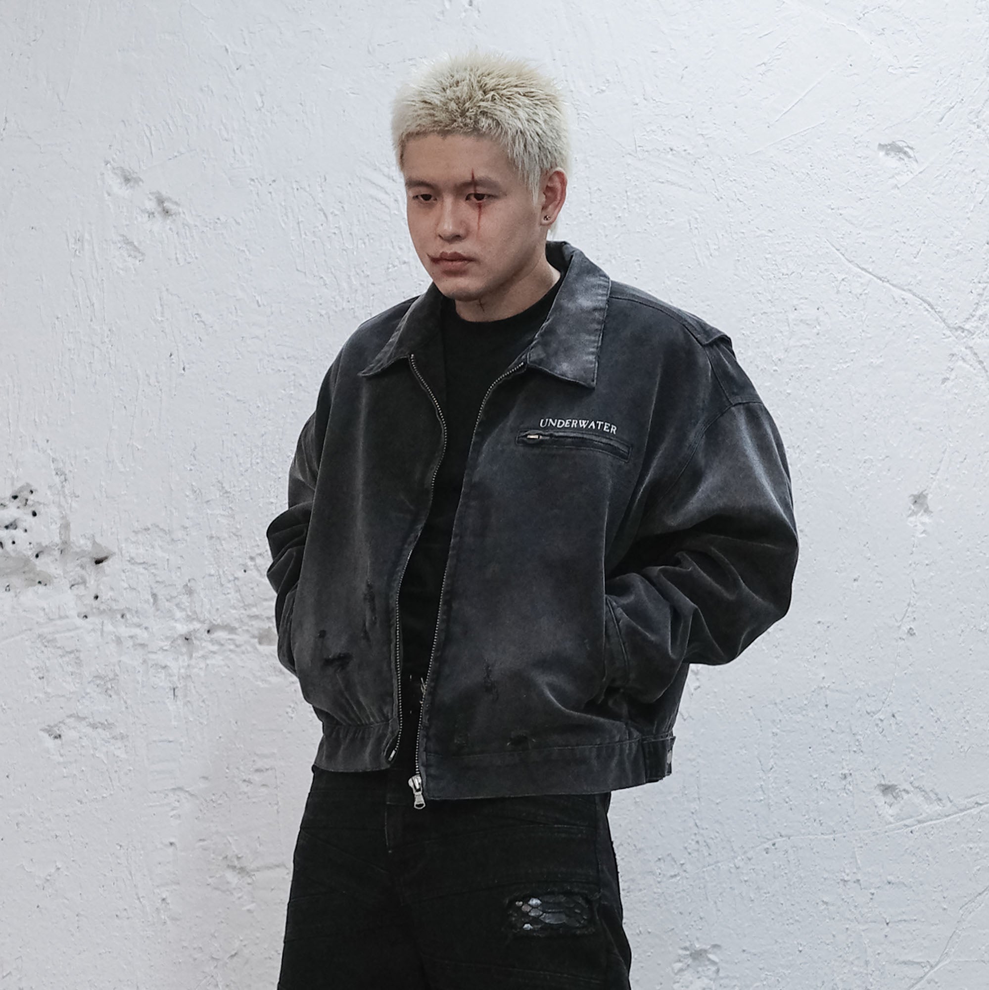 UNDERWATER Dying Art Distressed Jacket-Jacket-S-Free Shipping Leatheretro