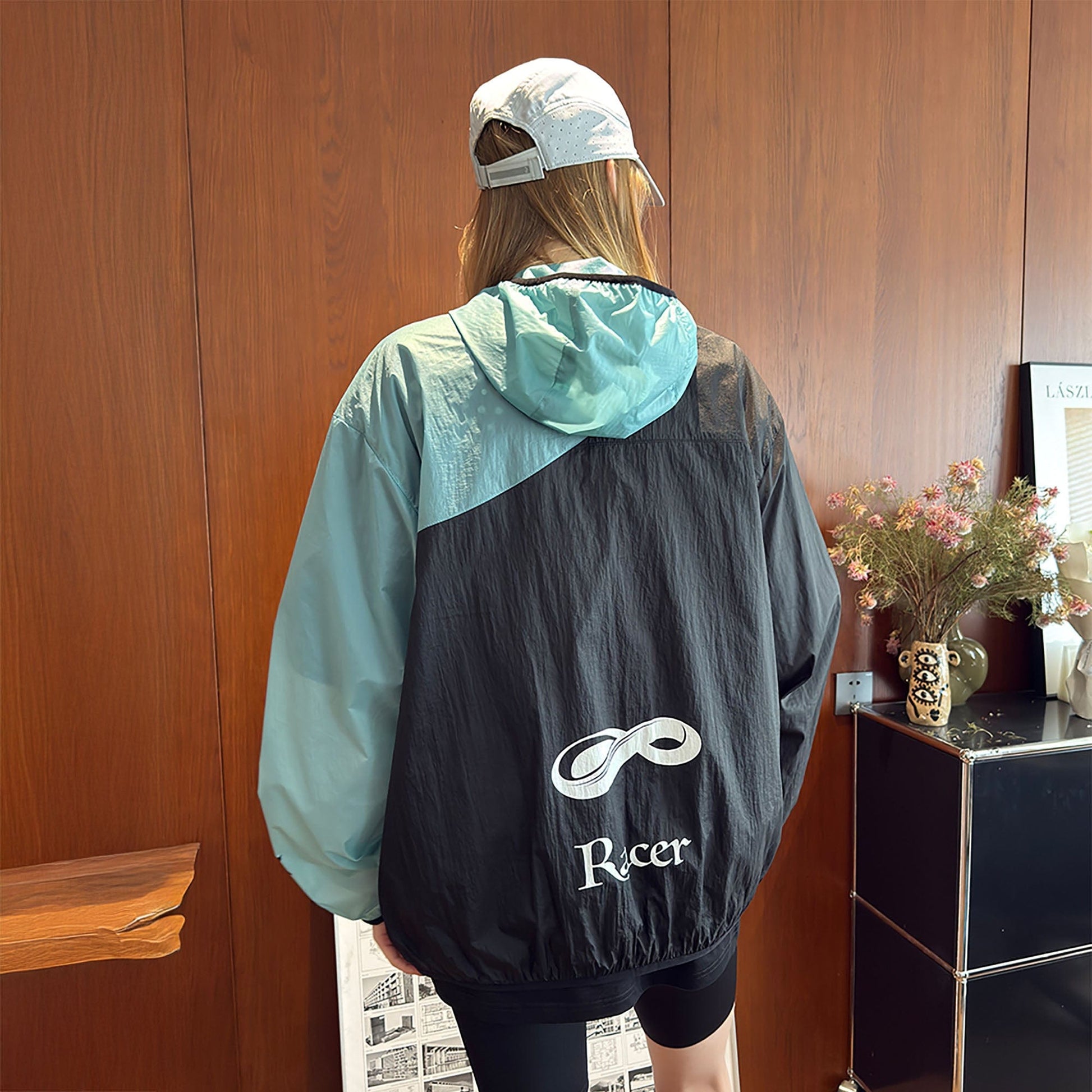 MIICHOUS Contrast Spliced UV Protection Hooded Jacket-Jacket-S-Blue-Free Shipping Leatheretro