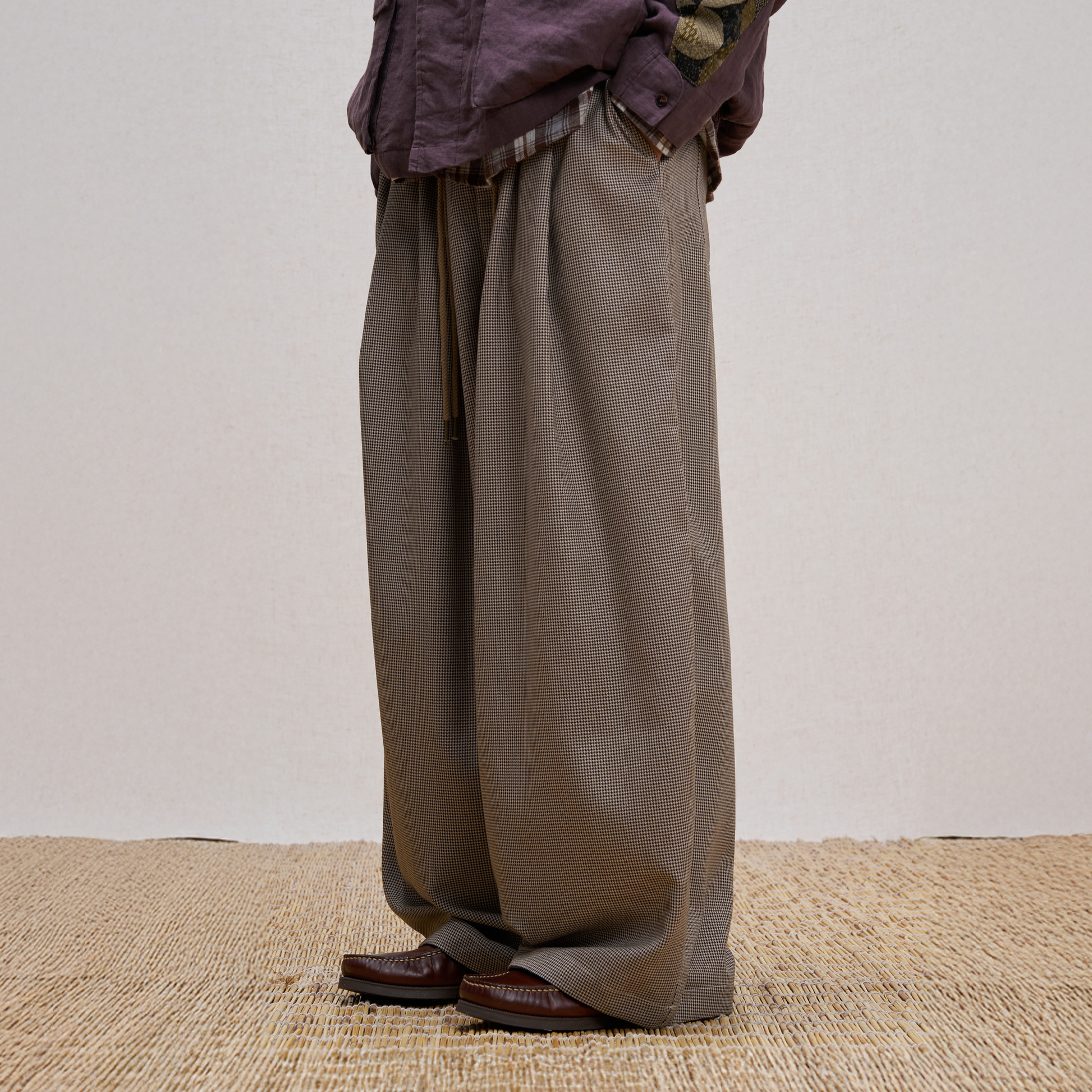 UNLIMITED MOTE Wool Blend Houndstooth Drawstring Balloon Pants-Pants-S-Free Shipping Leatheretro