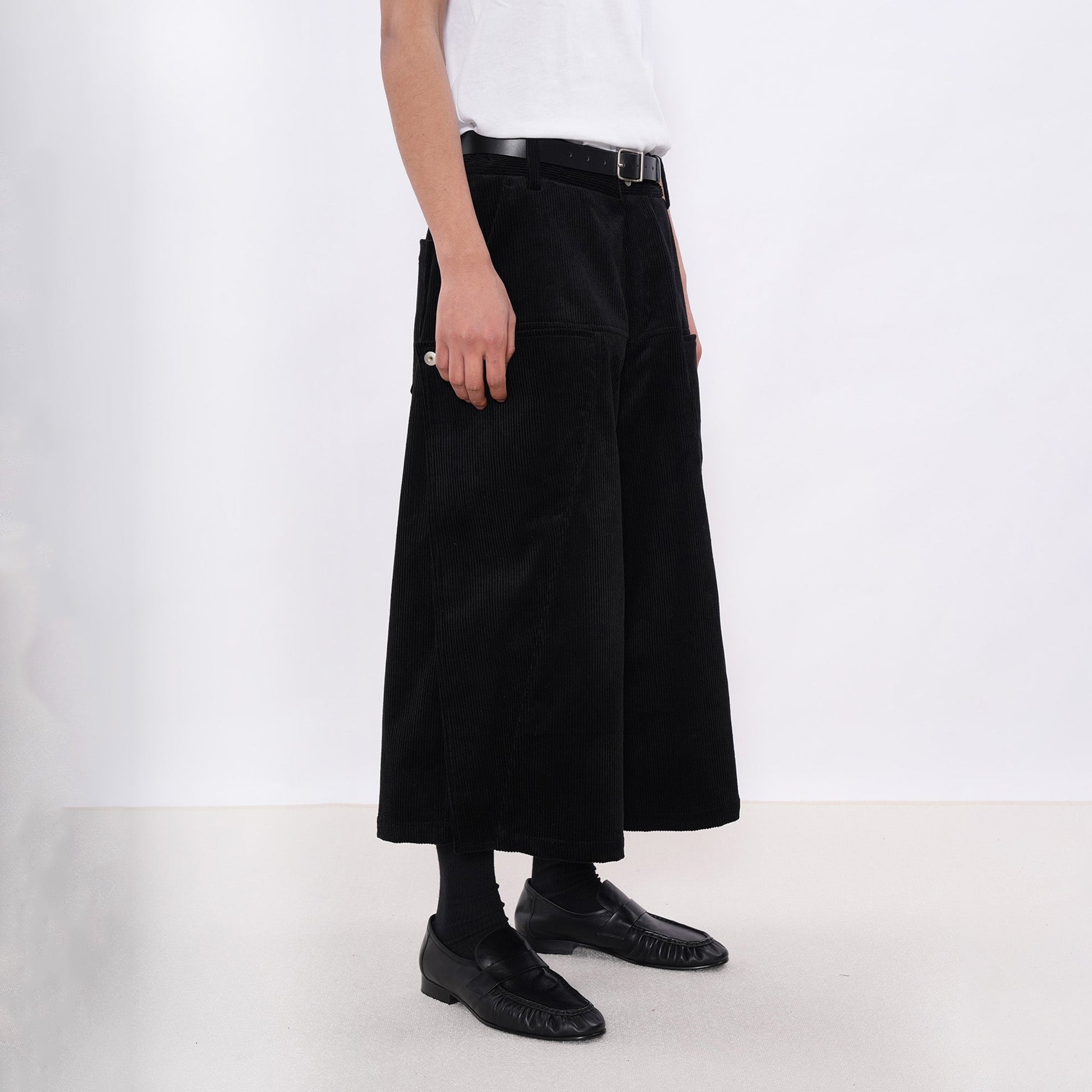 7440 37 1 Snap-Panel Corduroy Cropped Pants-Pants-S (Preorder)-Free Shipping Leatheretro