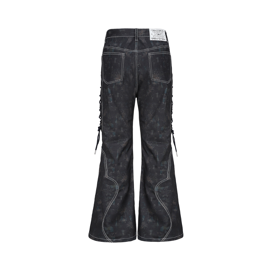 CYCYCY Wasteland Leopard Drawcord Flared Jeans-Jeans-XXS / 27"-Free Shipping Leatheretro