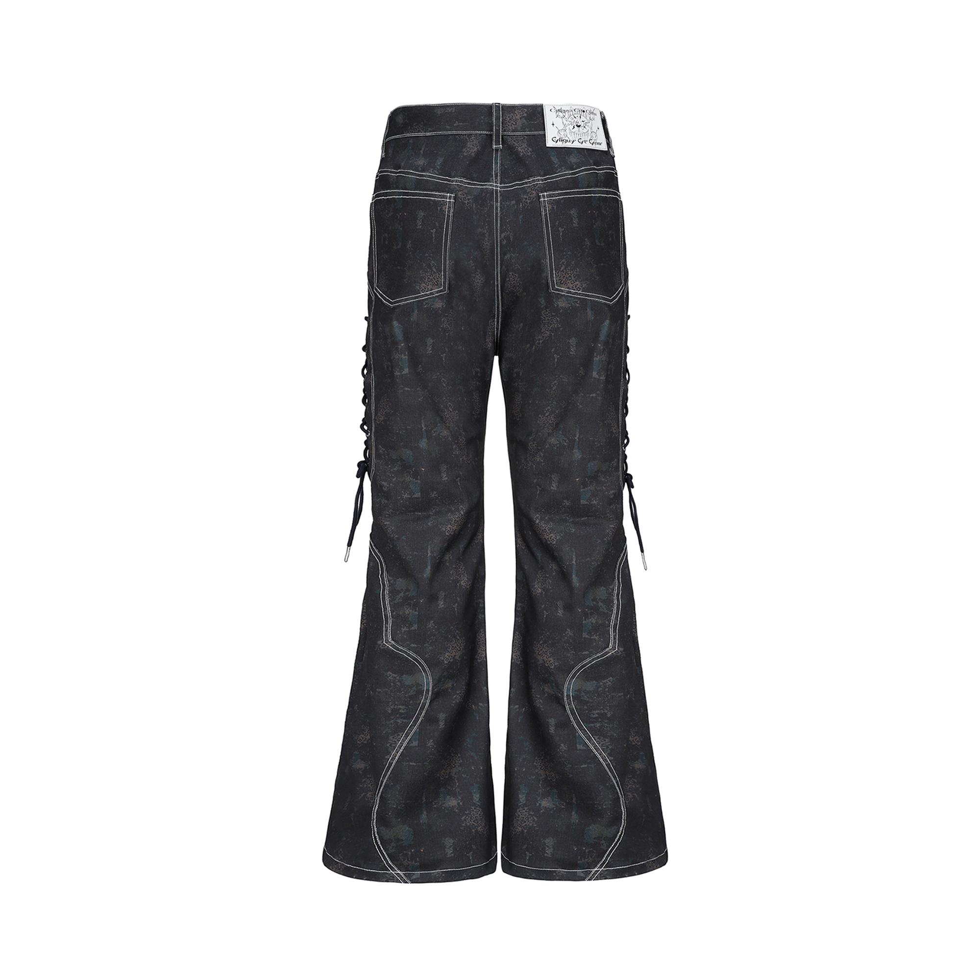 CYCYCY Wasteland Leopard Drawcord Flared Jeans-Jeans-XXS / 27"-Free Shipping Leatheretro