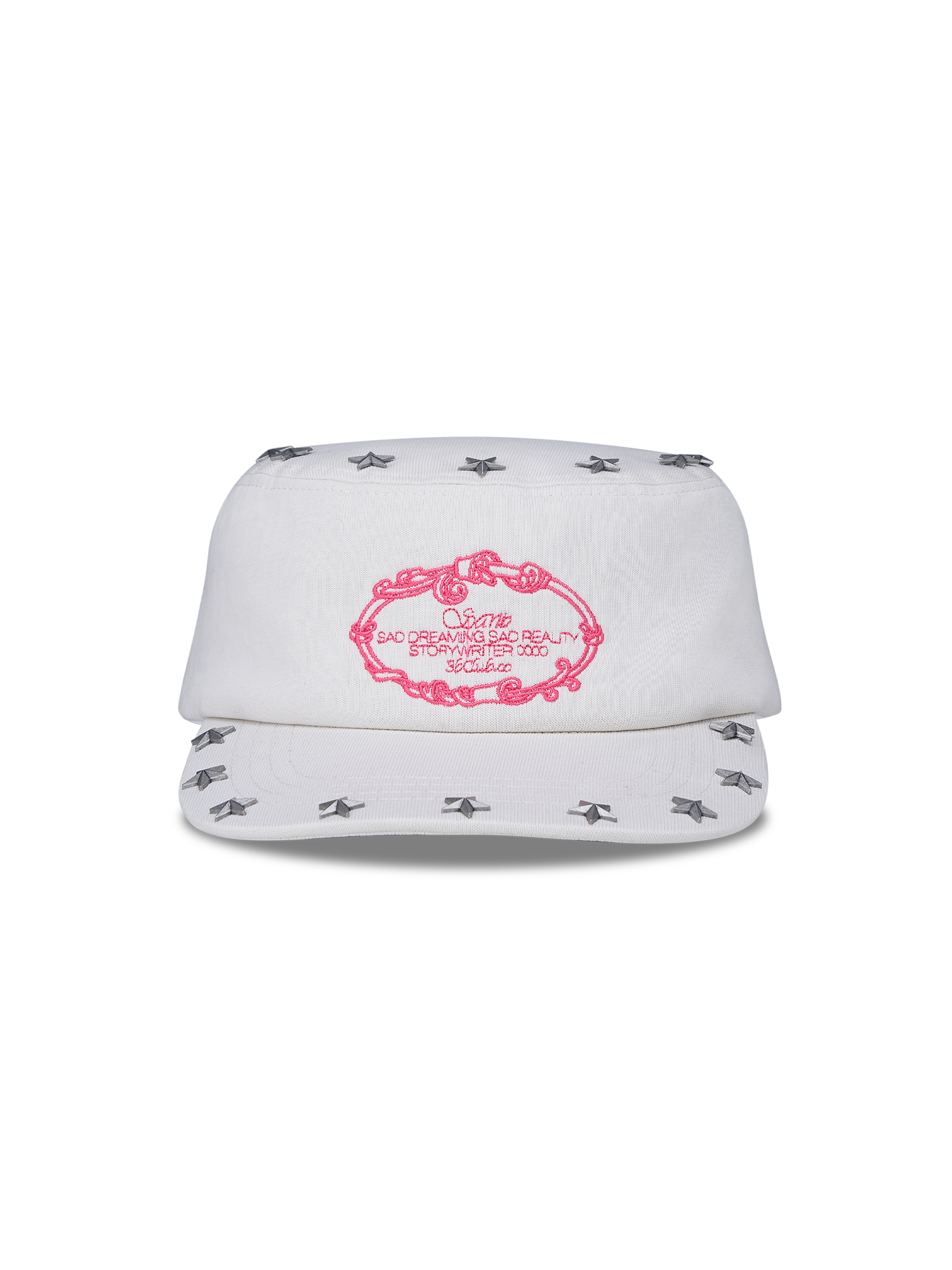 SANB Star-Studded Embroidered Pillbox Cap-Hat, Cap, Beanie-One Size-Pink-Free Shipping Leatheretro