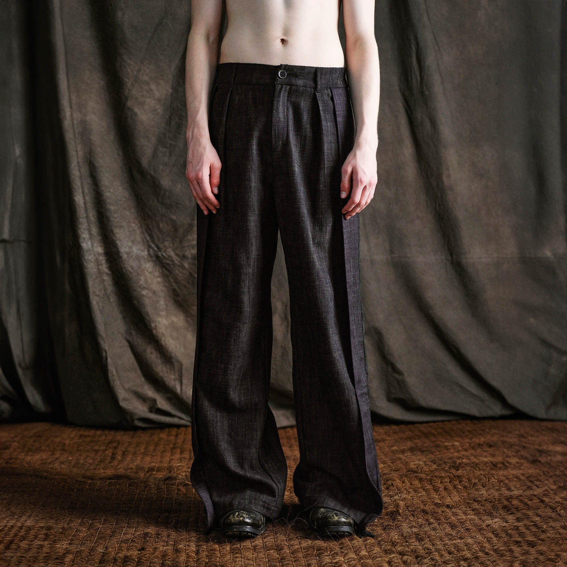 ILNya Nieternite Nifutur Wool-Blended Pleated-Waist Spliced Trousers-Pants-S(0)-Free Shipping Leatheretro