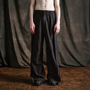 ILNya Nieternite Nifutur Wool-Blended Pleated-Waist Spliced Trousers-Pants-S(0)-Free Shipping Leatheretro