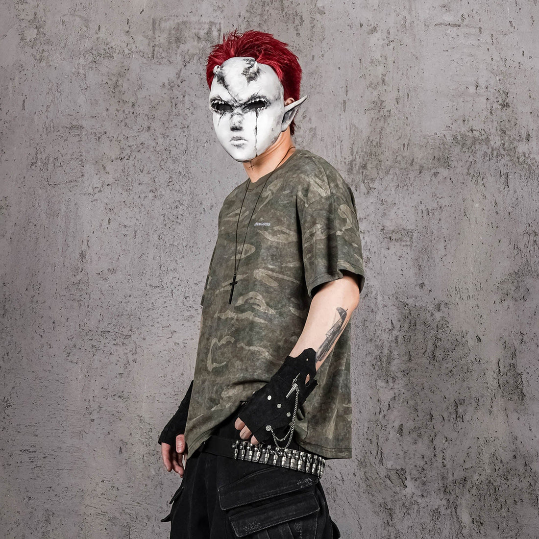 UNDERWATER Distressed Camo Oversized T-Shirt-T Shirt-S-Free Shipping Leatheretro