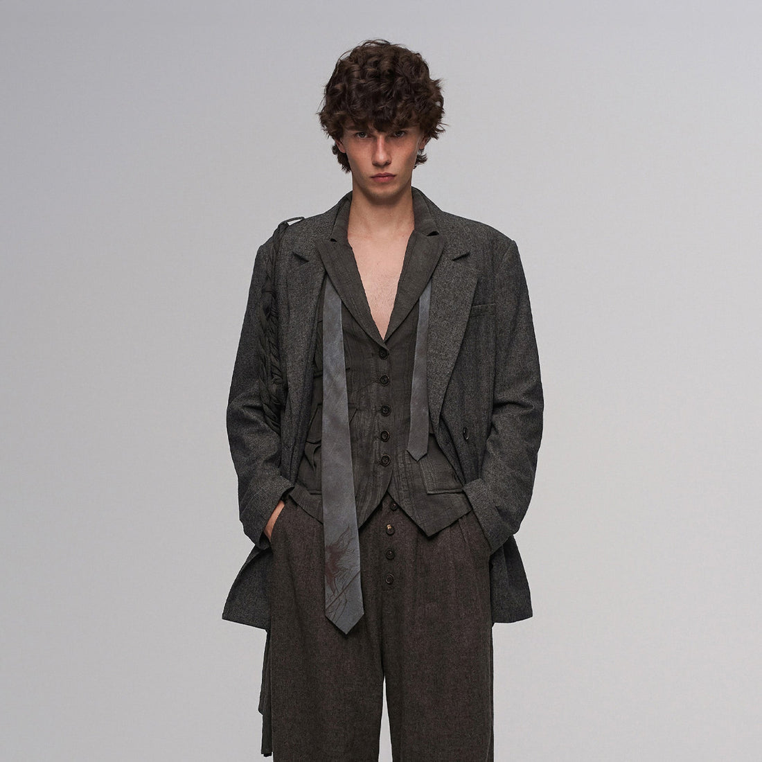 ILNya Nieternite Nifutur Distressed Draped Cotton-Linen Jacket-Jacket-S (0)(Preorder)-Free Shipping Leatheretro