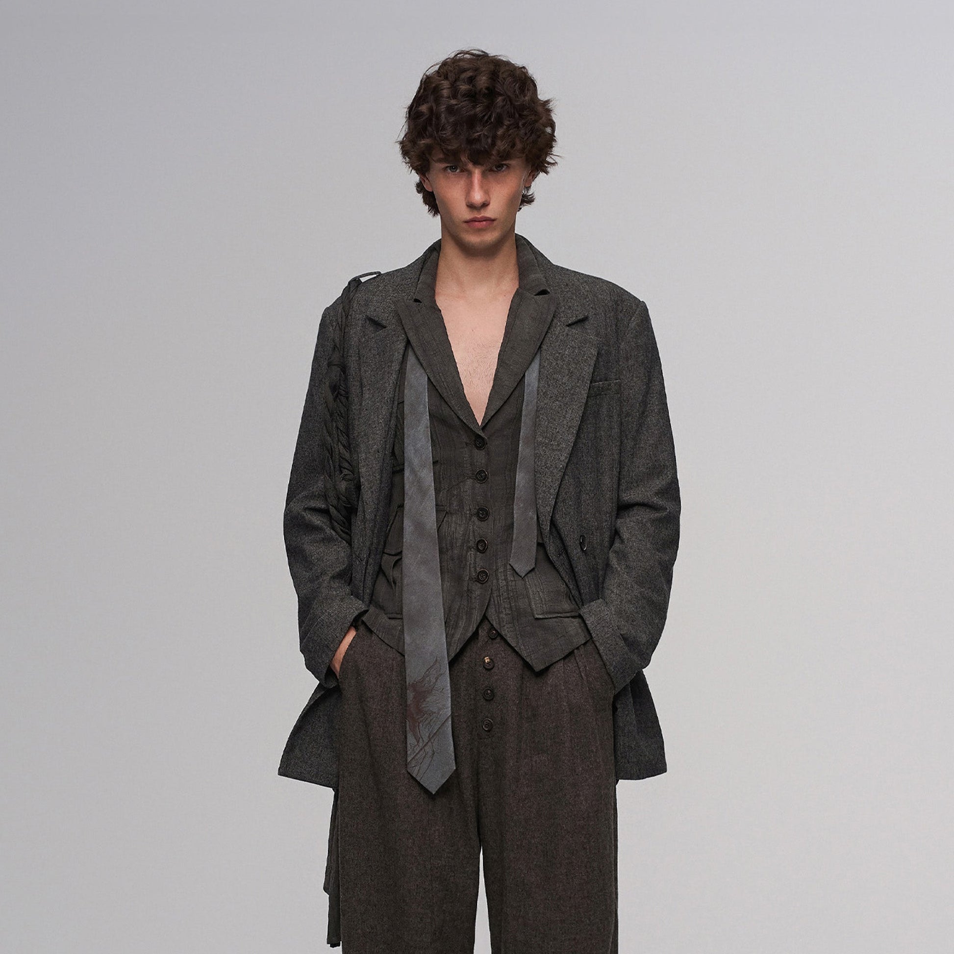 ILNya Nieternite Nifutur Distressed Draped Cotton-Linen Jacket-Jacket-S (0)(Preorder)-Free Shipping Leatheretro